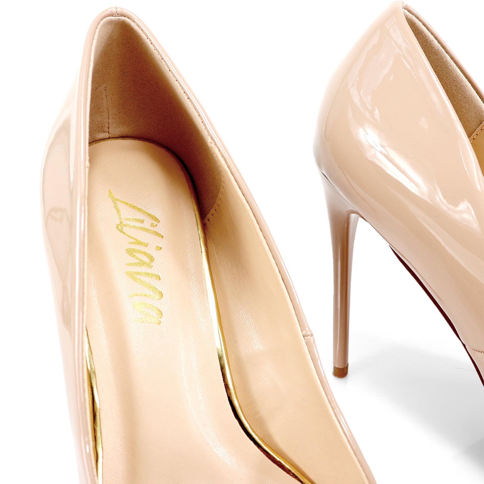 VIVIENNE-1 PATENTED POINTY TOE HEEL NUDE