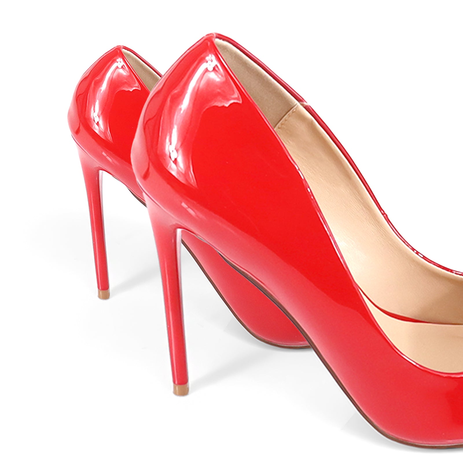 VIVIENNE-1 PATENTED POINTY TOE HEEL RED