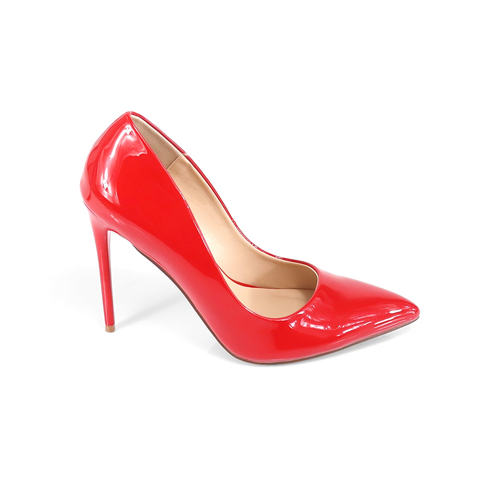 VIVIENNE-1 PATENTED POINTY TOE HEEL RED
