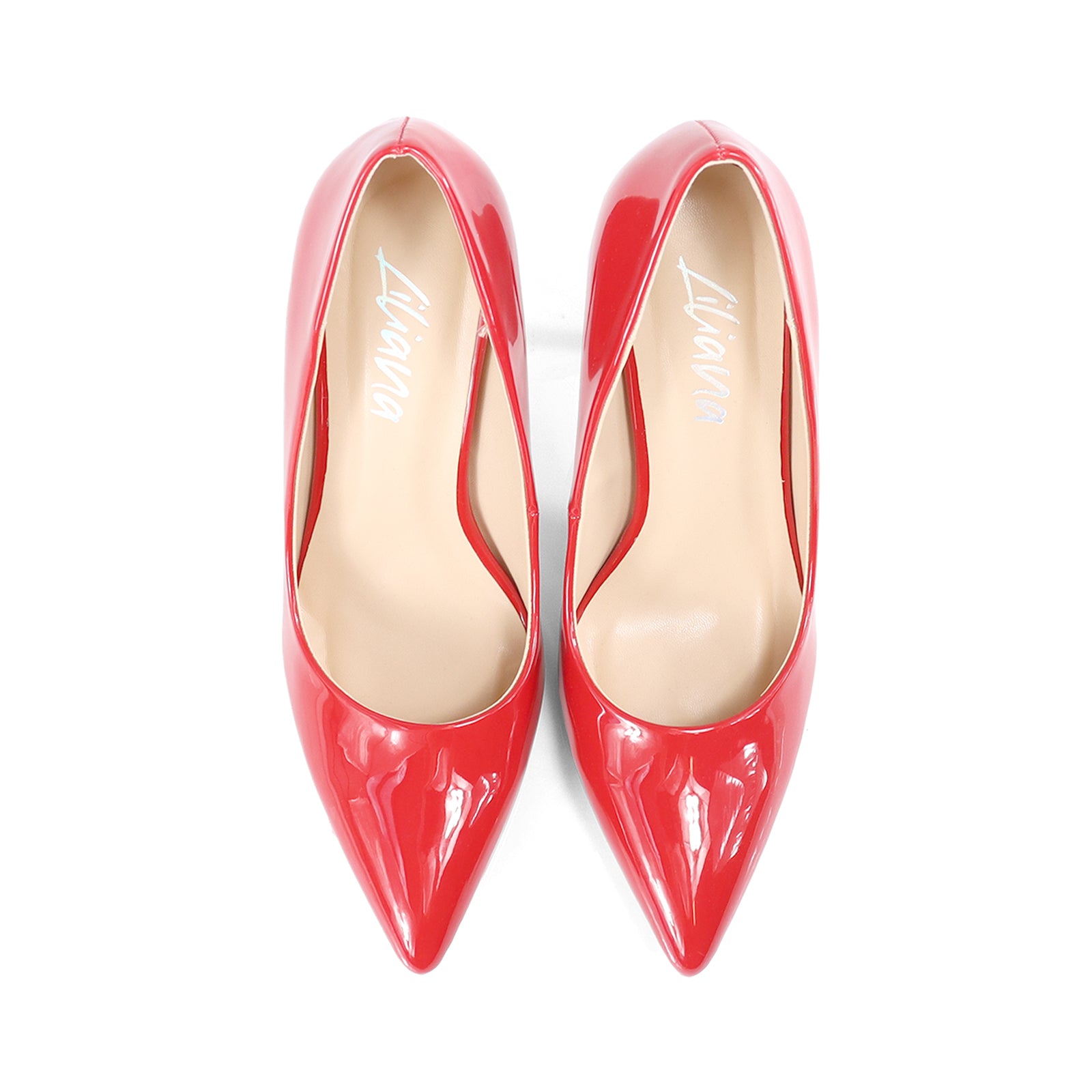 VIVIENNE-1 PATENTED POINTY TOE HEEL RED