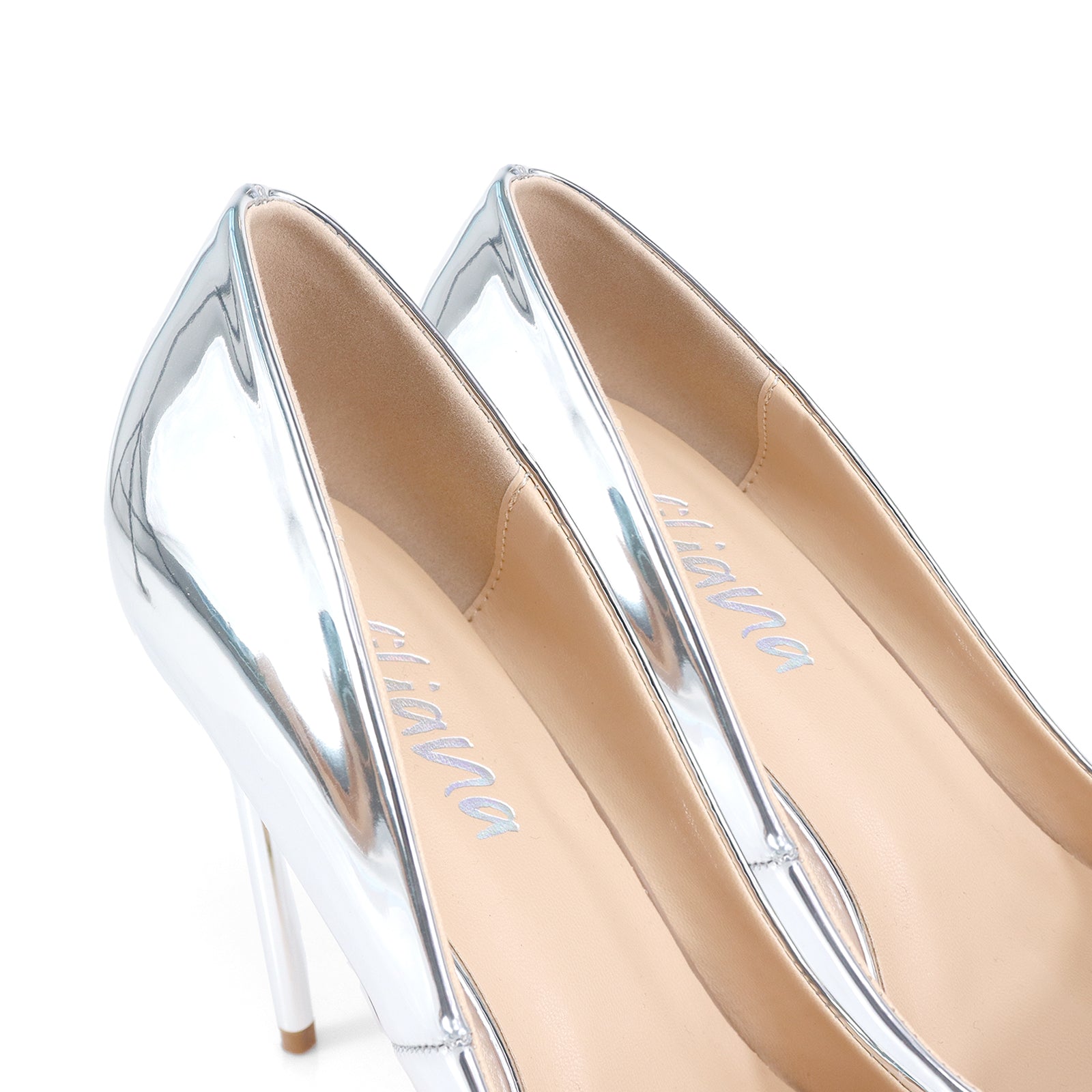 VIVIENNE-1 PATENTED POINTY TOE HEEL SILVER