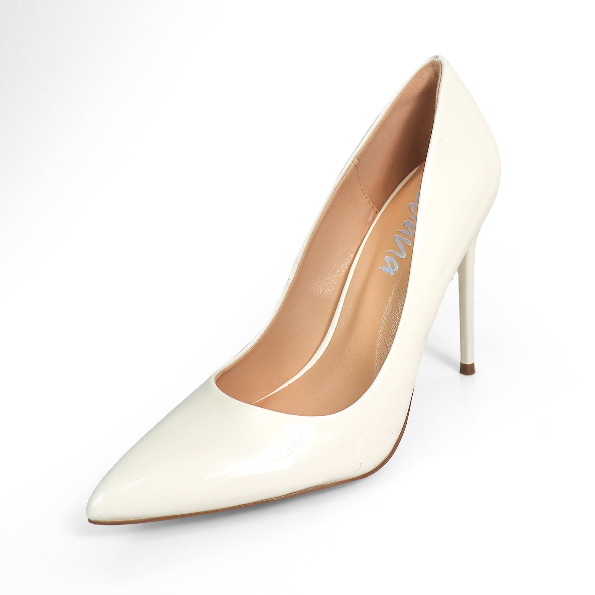 VIVIENNE-1 PATENTED POINTY TOE HEEL WHITE PATENT