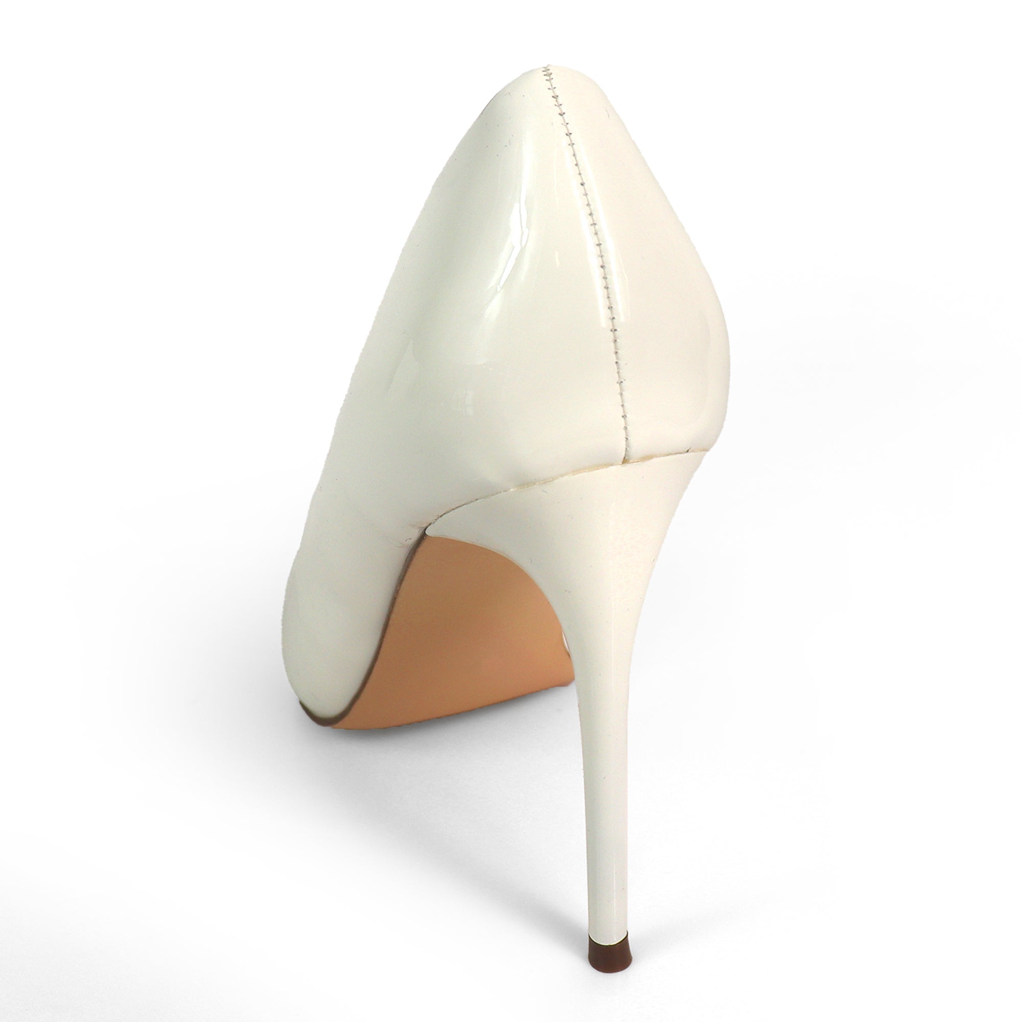 VIVIENNE-1 PATENTED POINTY TOE HEEL WHITE PATENT