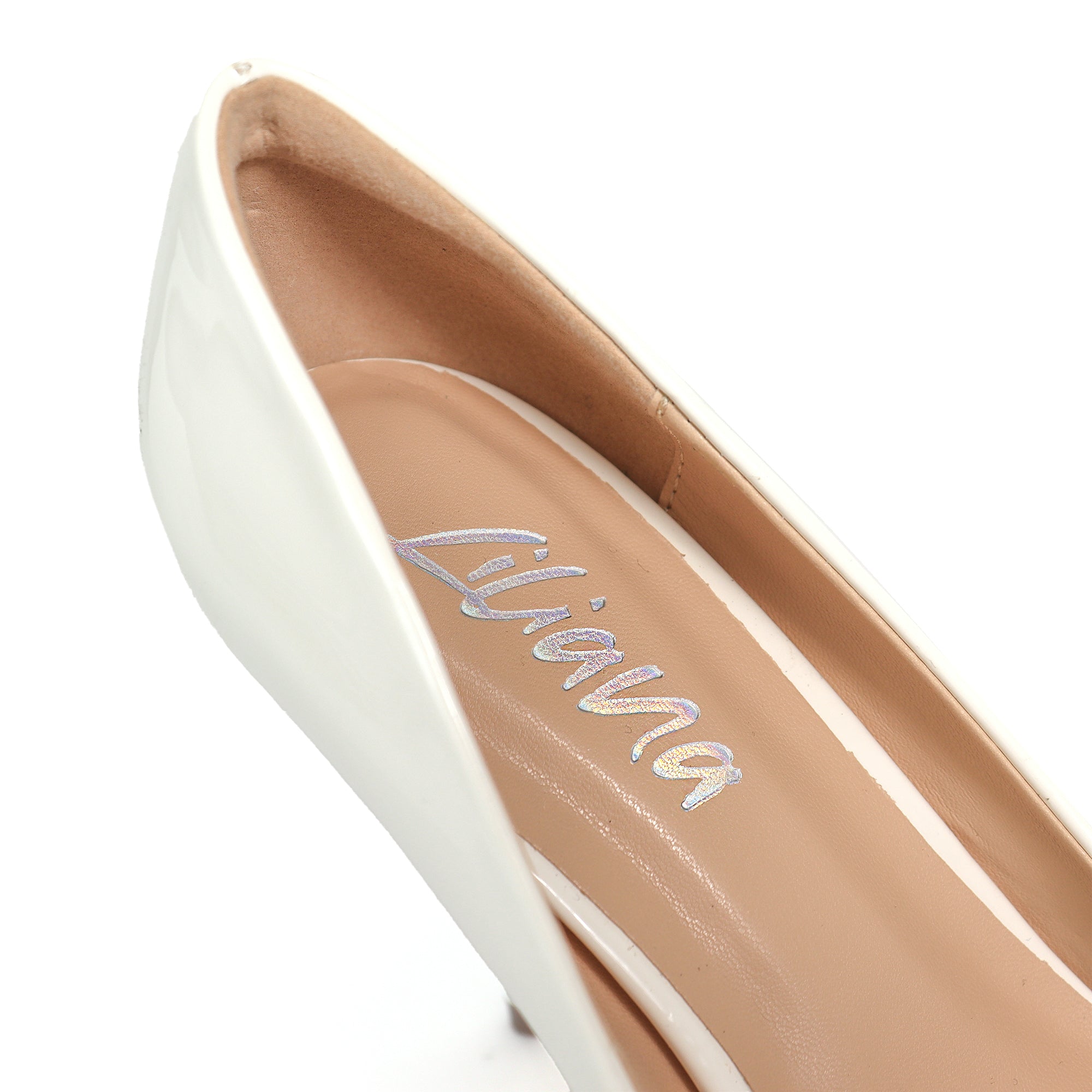 VIVIENNE-1 PATENTED POINTY TOE HEEL WHITE PATENT
