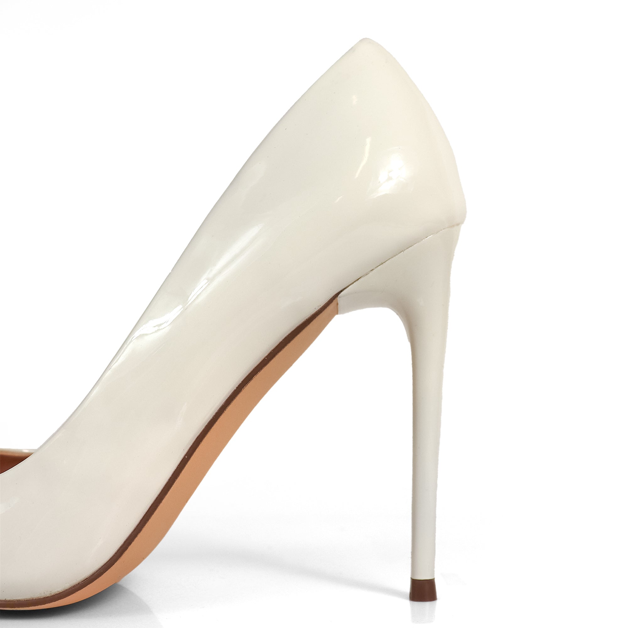 VIVIENNE-1 PATENTED POINTY TOE HEEL WHITE PATENT