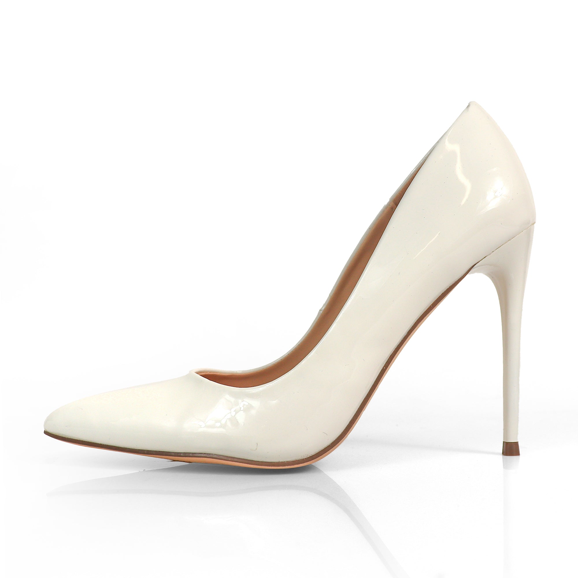 VIVIENNE-1 PATENTED POINTY TOE HEEL WHITE PATENT
