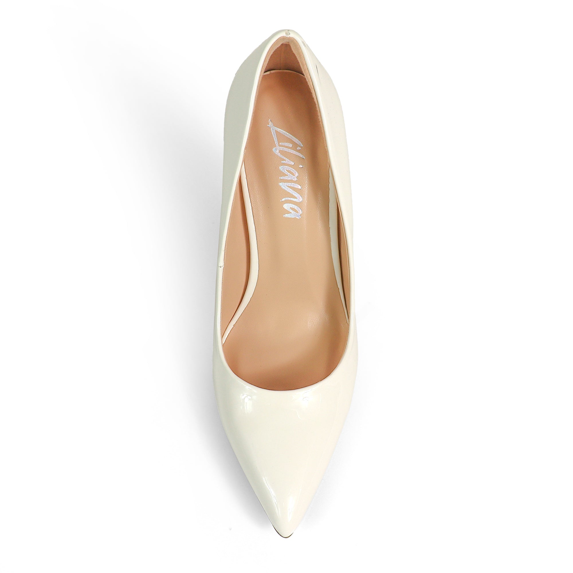 VIVIENNE-1 PATENTED POINTY TOE HEEL WHITE PATENT
