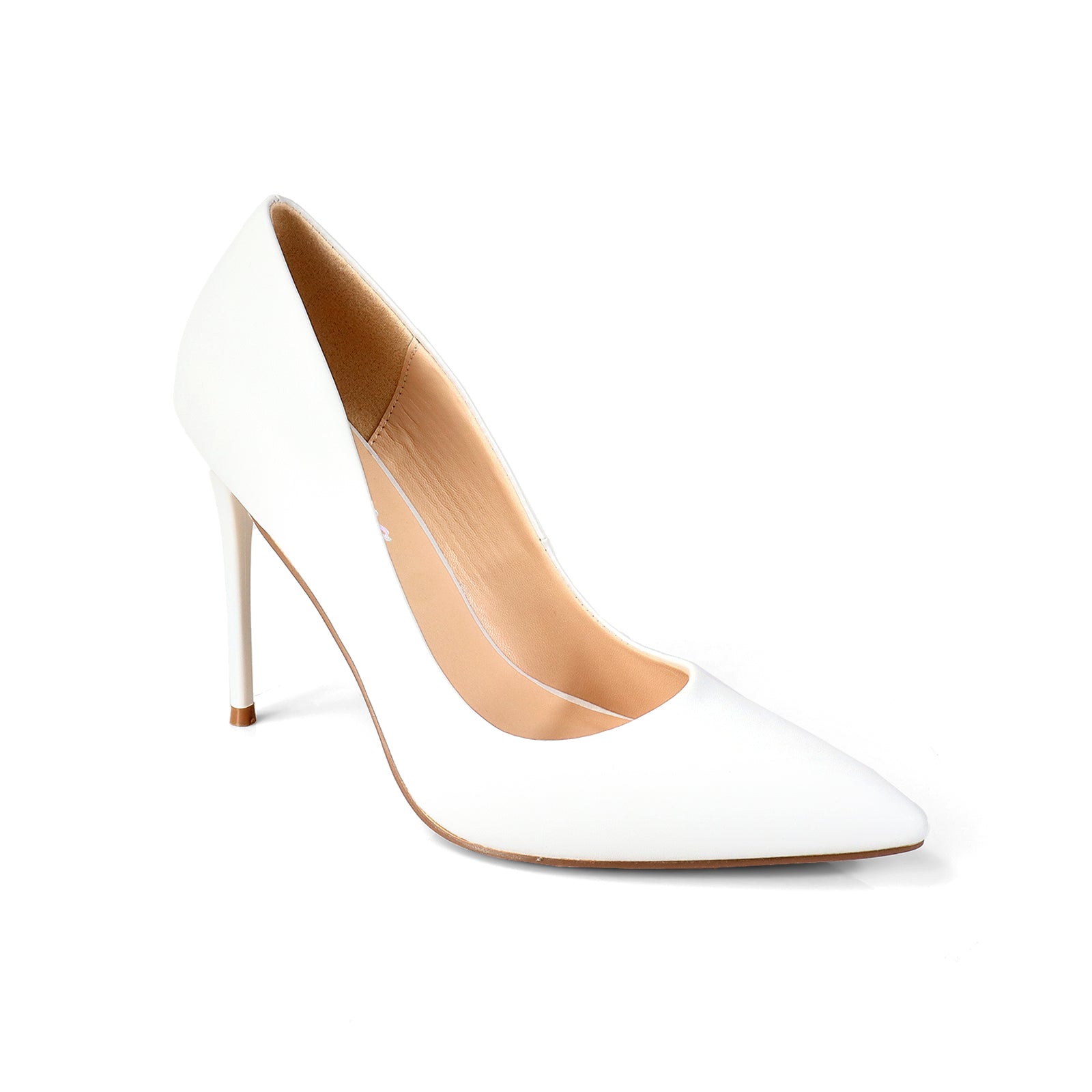 VIVIENNE-1 PATENTED POINTY TOE HEEL WHITE PU