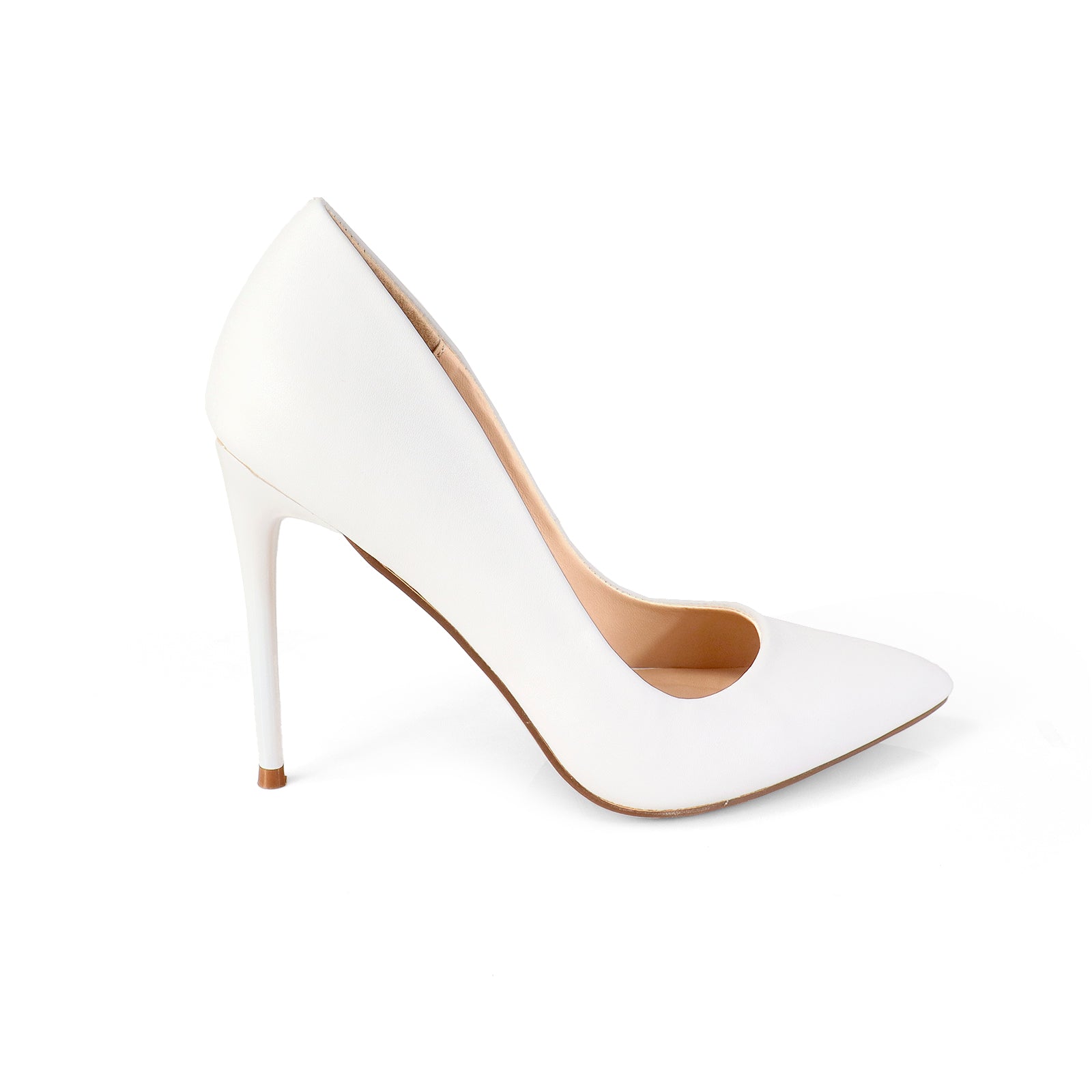 VIVIENNE-1 PATENTED POINTY TOE HEEL WHITE PU