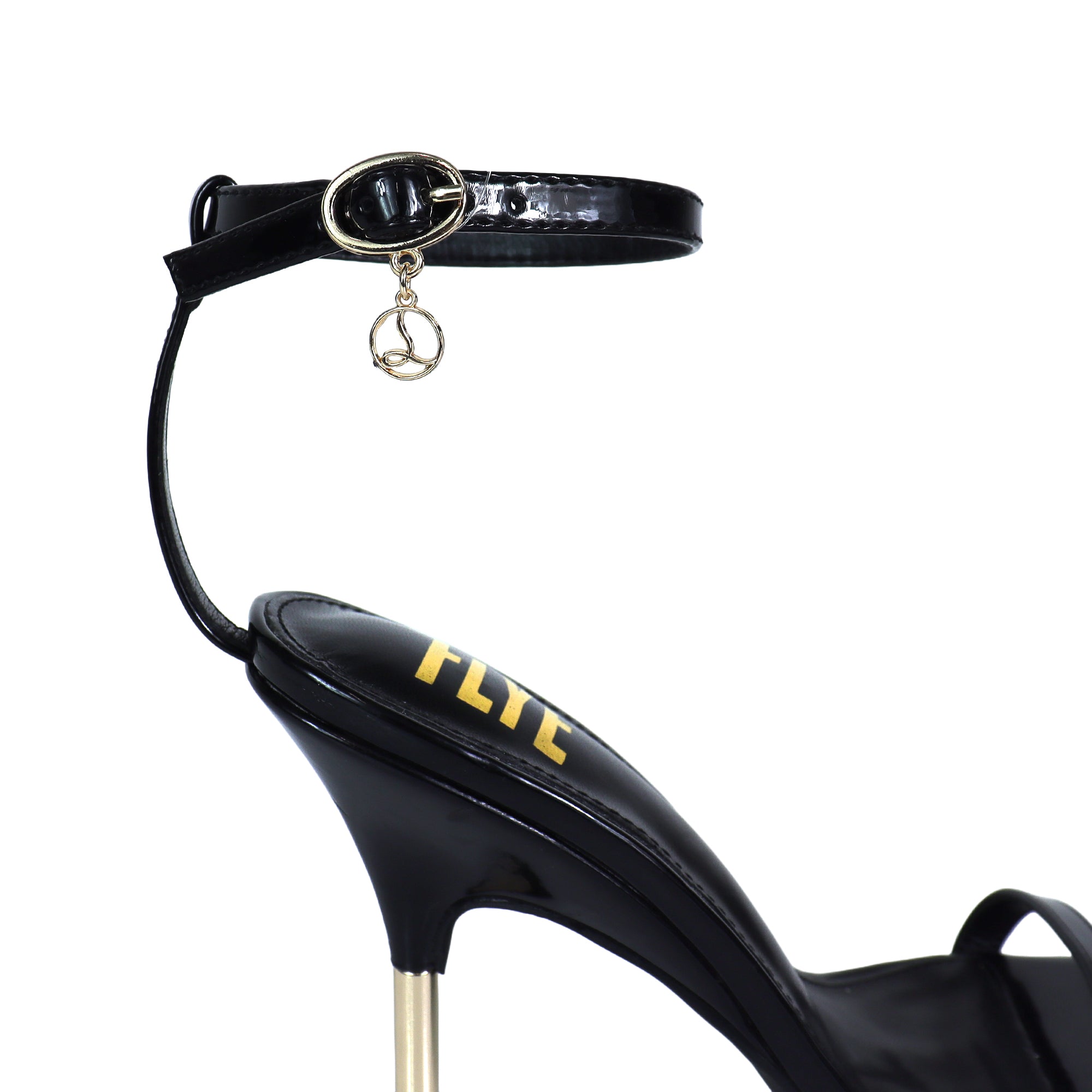YAIMA-1 POINTED TOE ANCKLE STRAP W/ METAL HEEL BLACK