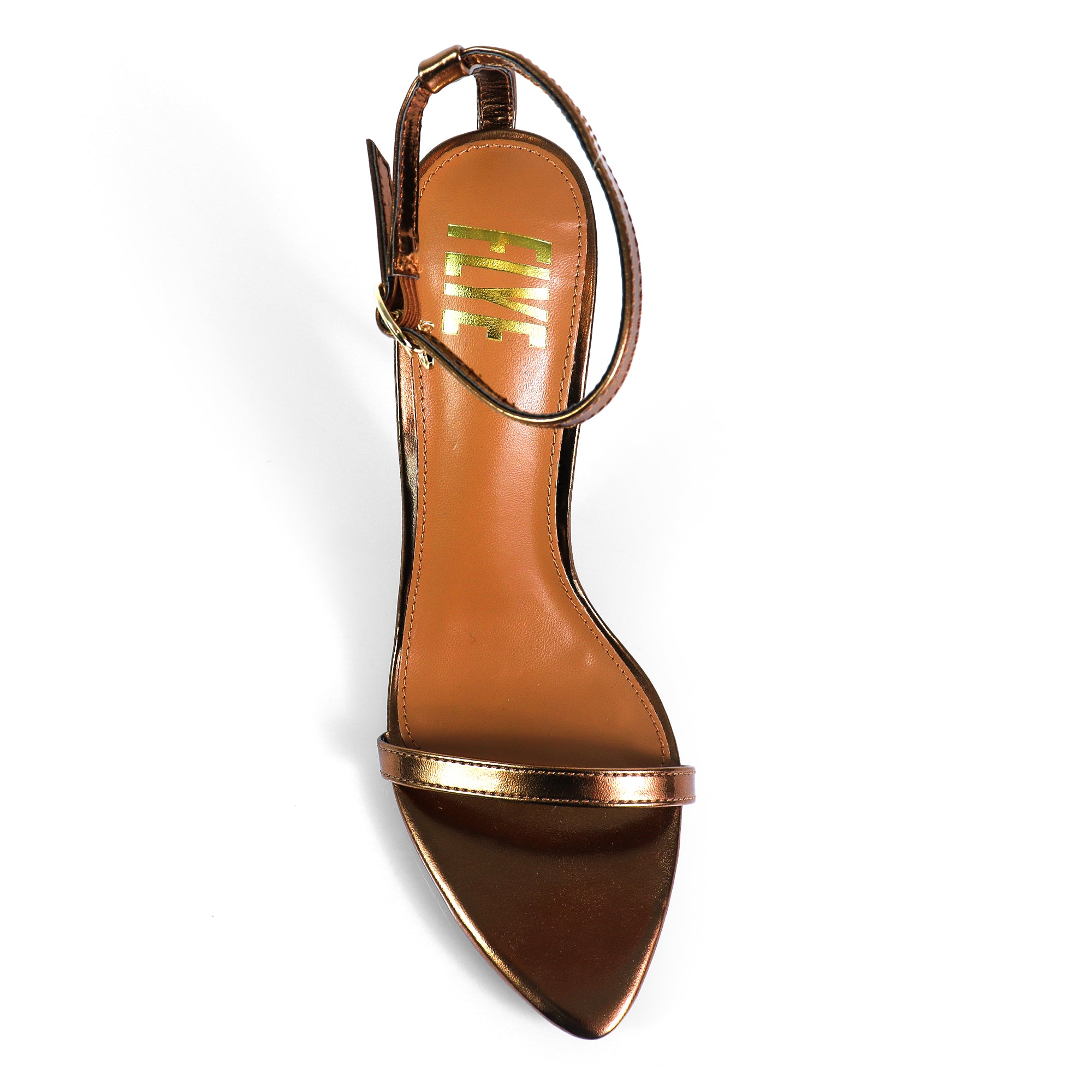 YAIMA-1 POINTED TOE ANCKLE STRAP W/ METAL HEEL BRONZE