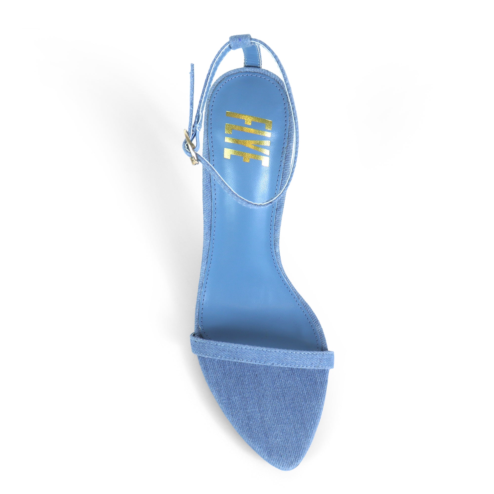 YAIMA-1 POINTED TOE ANCKLE STRAP W/ METAL HEEL DENIM