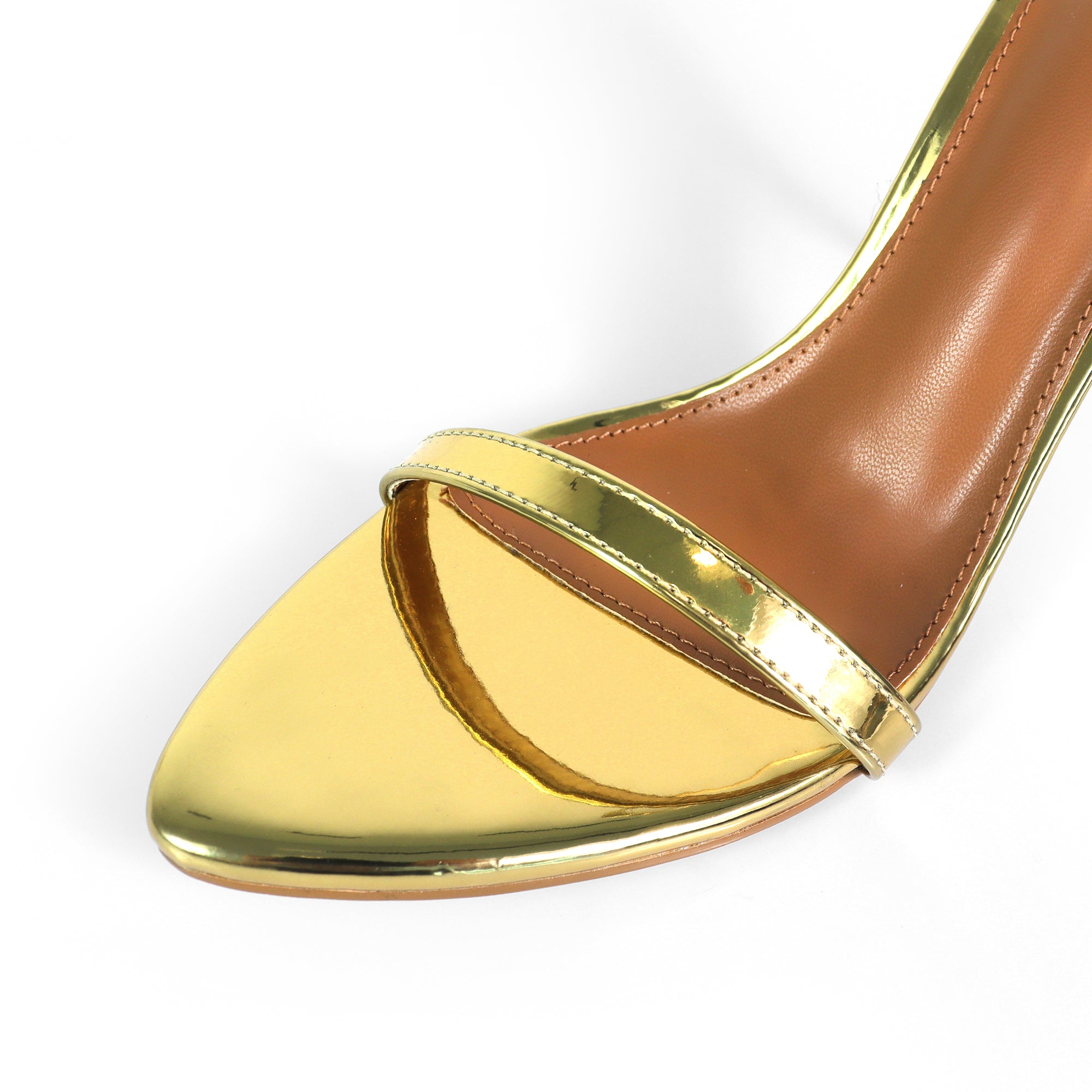 YAIMA-1 POINTED TOE ANCKLE STRAP W/ METAL HEEL GOLD