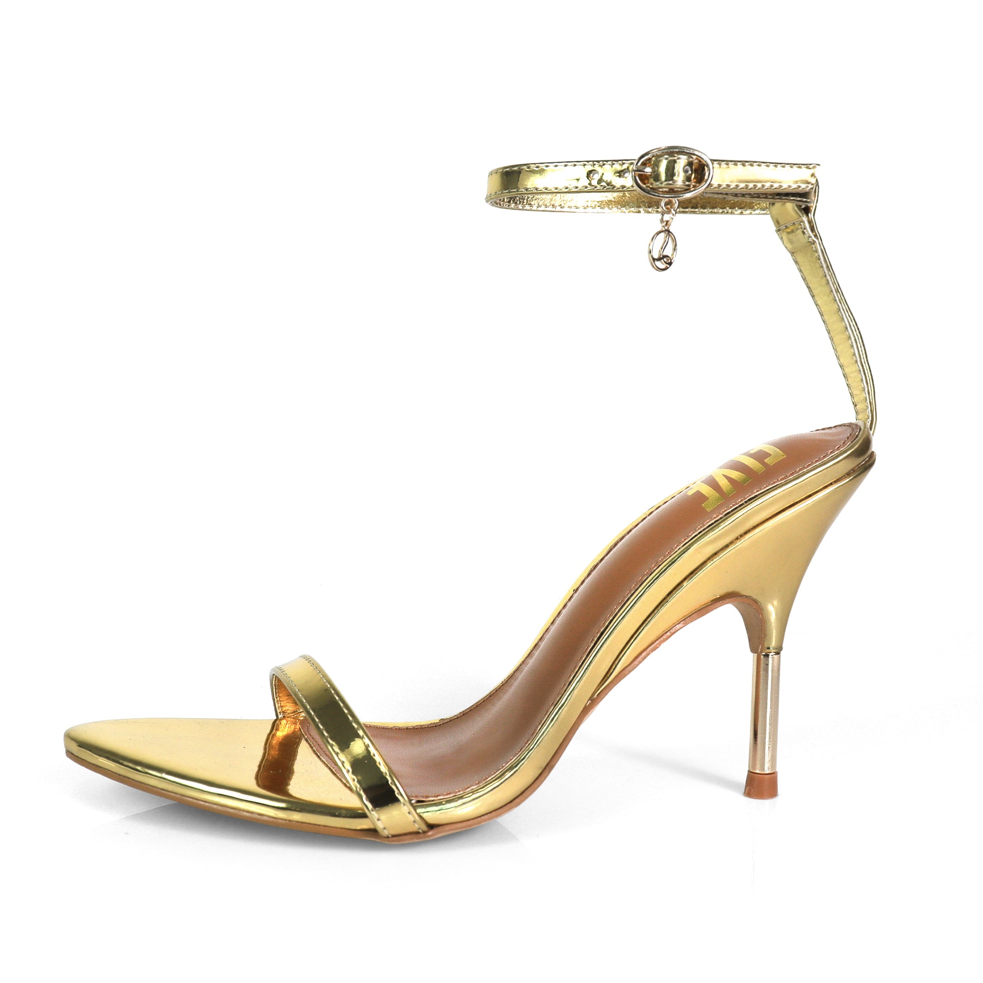 YAIMA-1 POINTED TOE ANCKLE STRAP W/ METAL HEEL GOLD