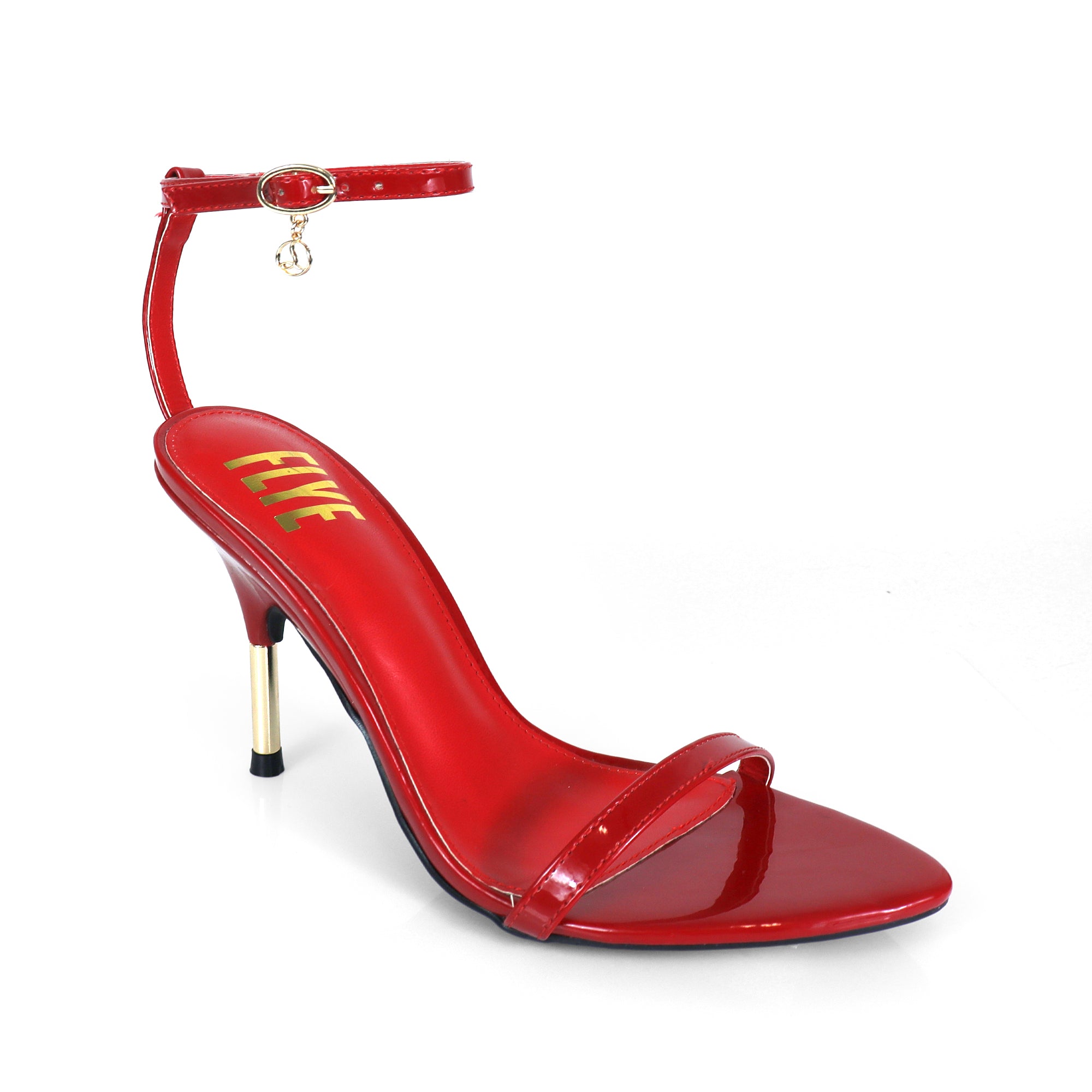 YAIMA-1 POINTED TOE ANCKLE STRAP W/ METAL HEEL RED