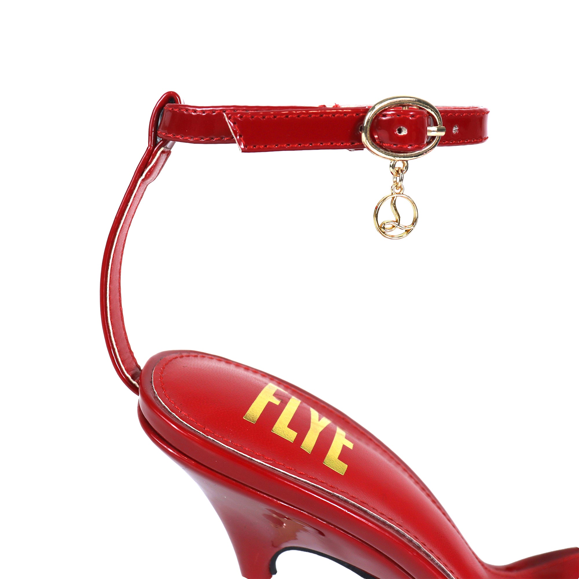 YAIMA-1 POINTED TOE ANCKLE STRAP W/ METAL HEEL RED