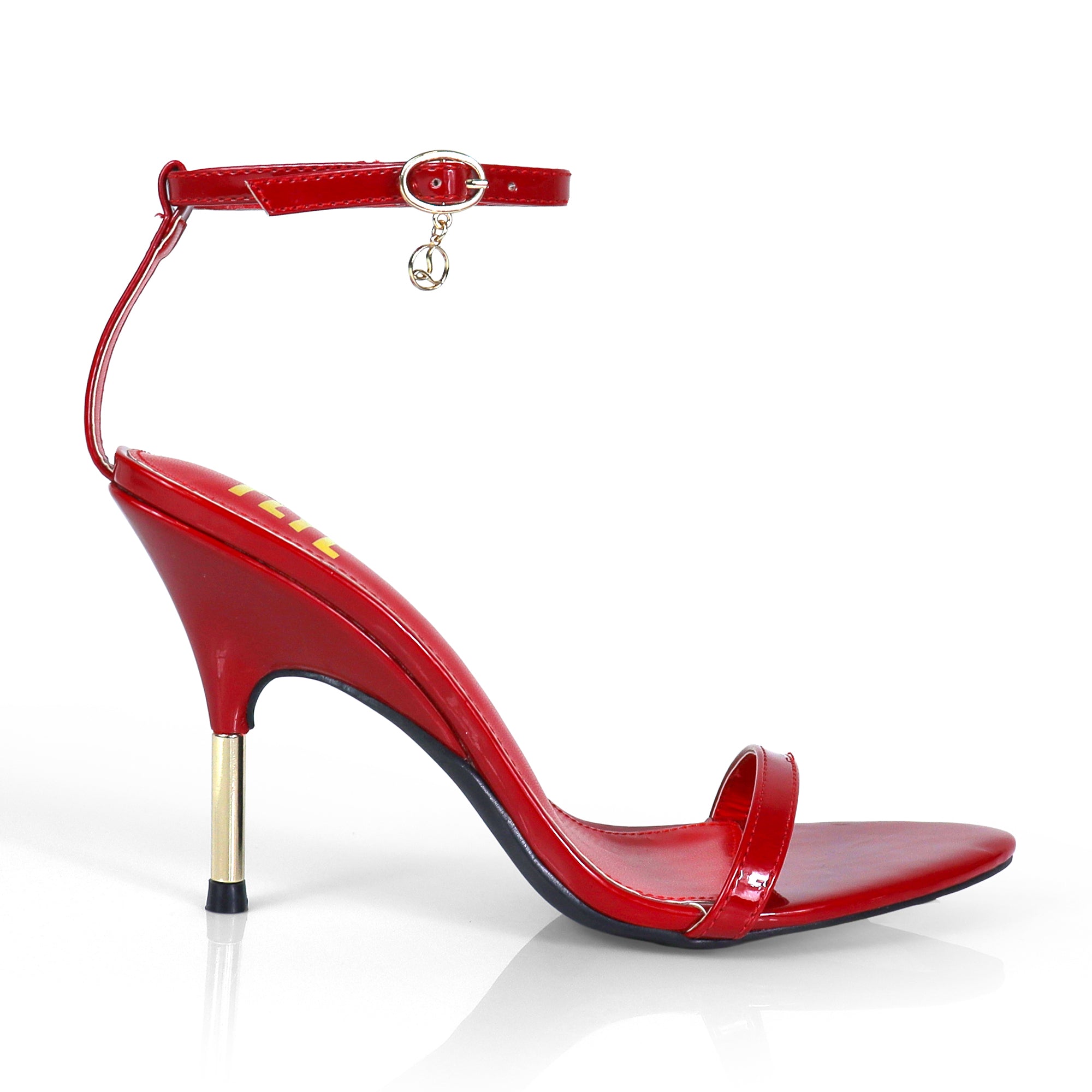 YAIMA-1 POINTED TOE ANCKLE STRAP W/ METAL HEEL RED