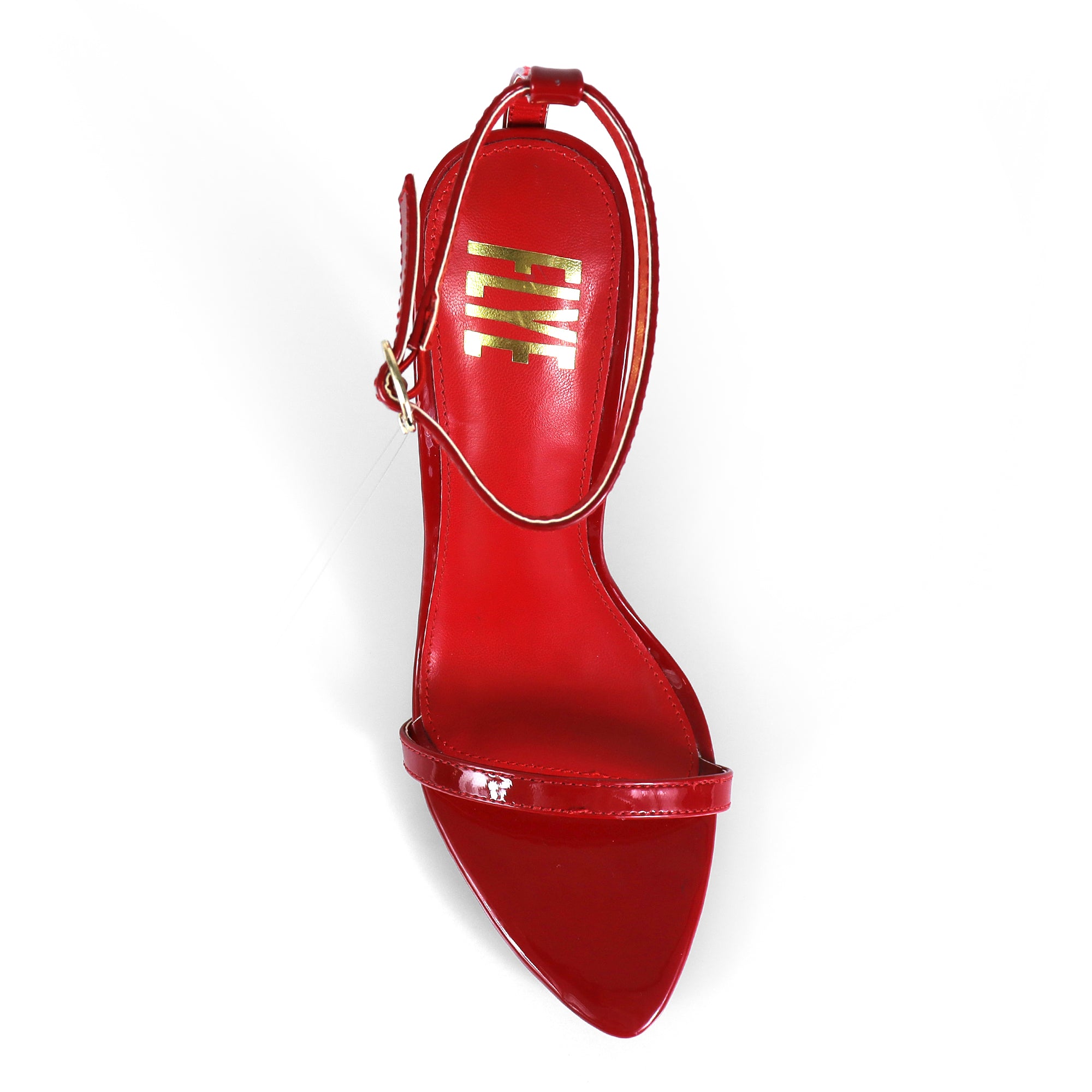 YAIMA-1 POINTED TOE ANCKLE STRAP W/ METAL HEEL RED