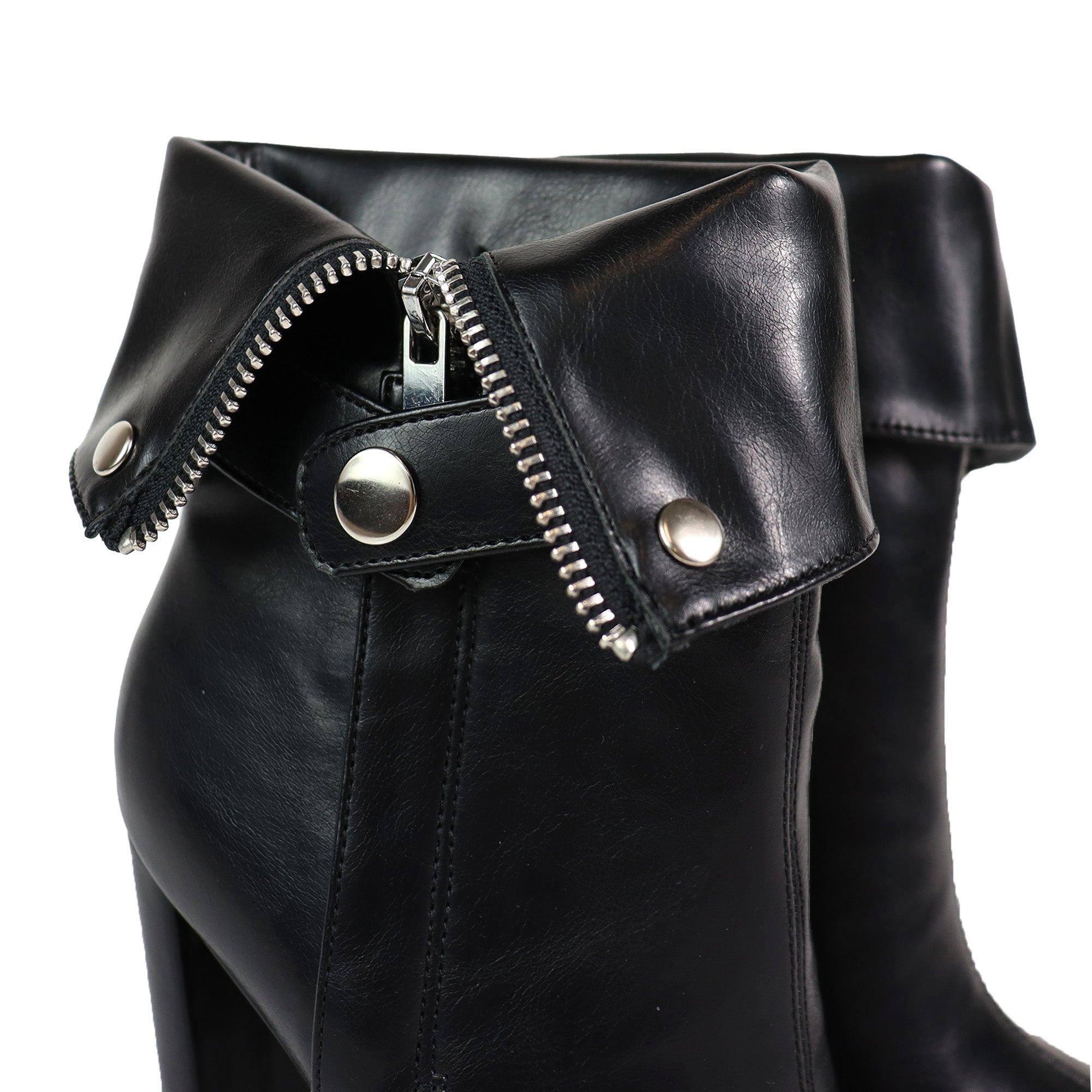 YANIX-2 OPEN PEEP TOE ZIP MOTO BOOT BLACK