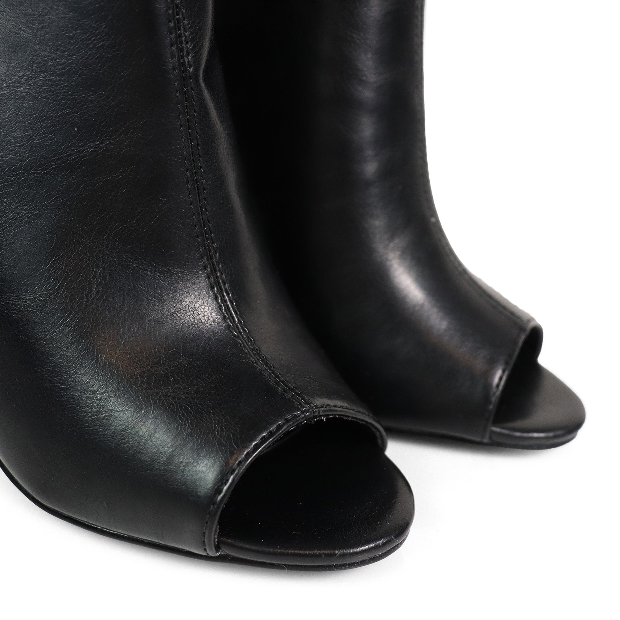 YANIX-2 OPEN PEEP TOE ZIP MOTO BOOT BLACK