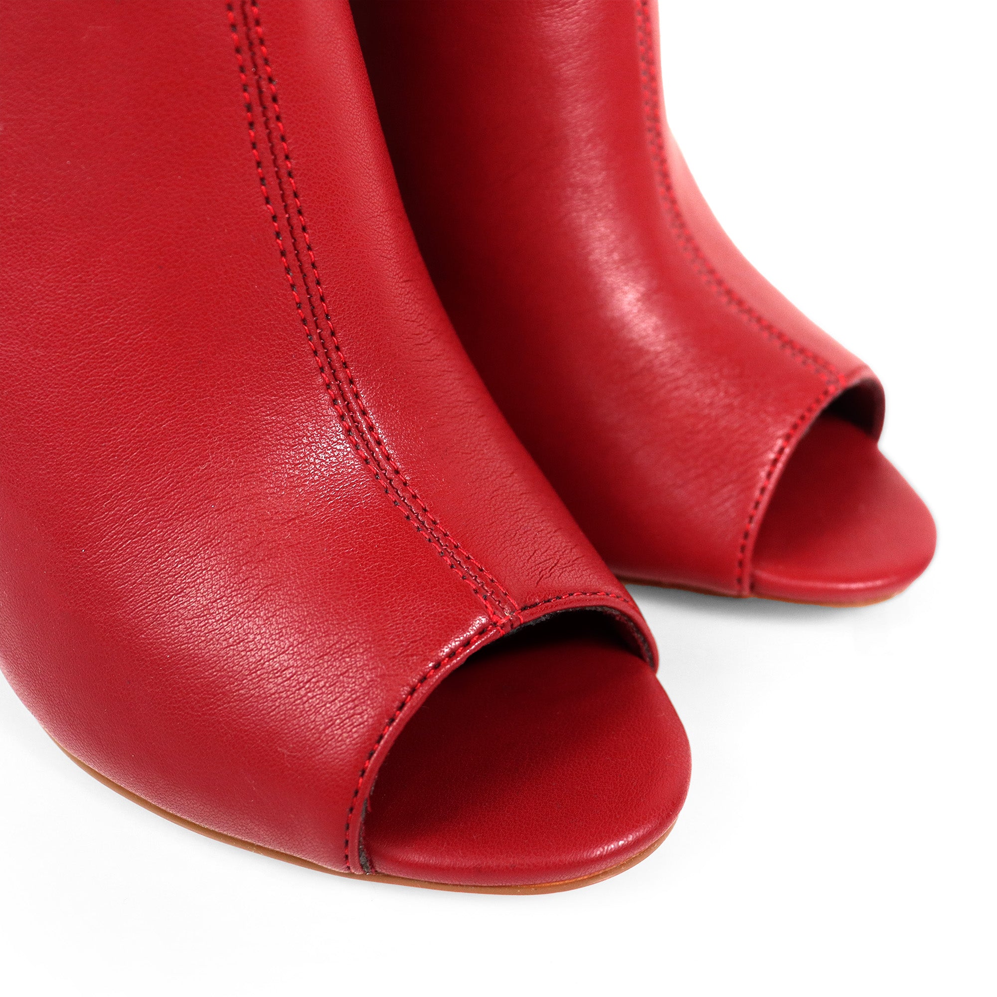YANIX-2 OPEN PEEP TOE ZIP MOTO BOOT RED