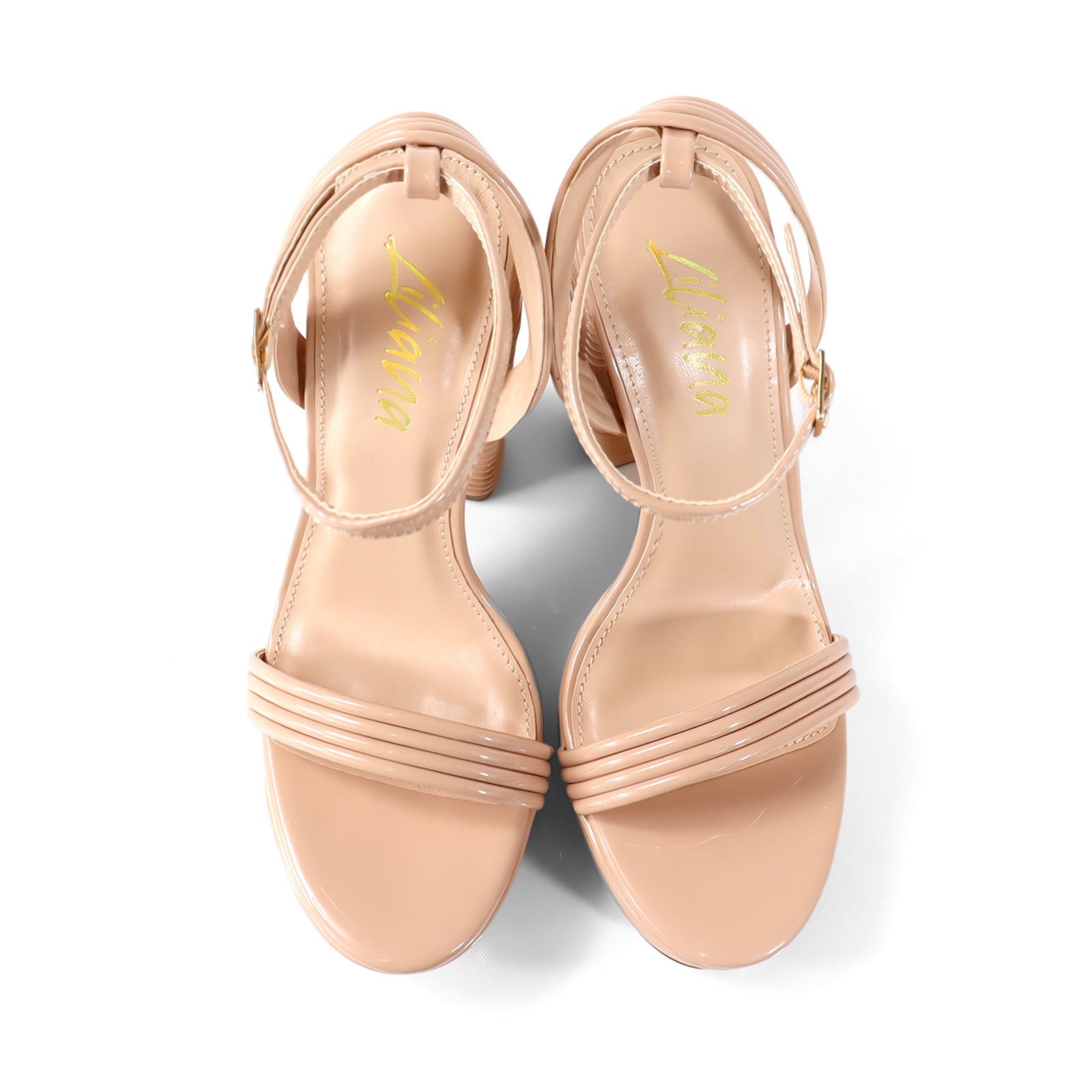 YUKO-100 ROUND TOE ANKLE STRAP BUCKLE W/ LAYERE NUDE