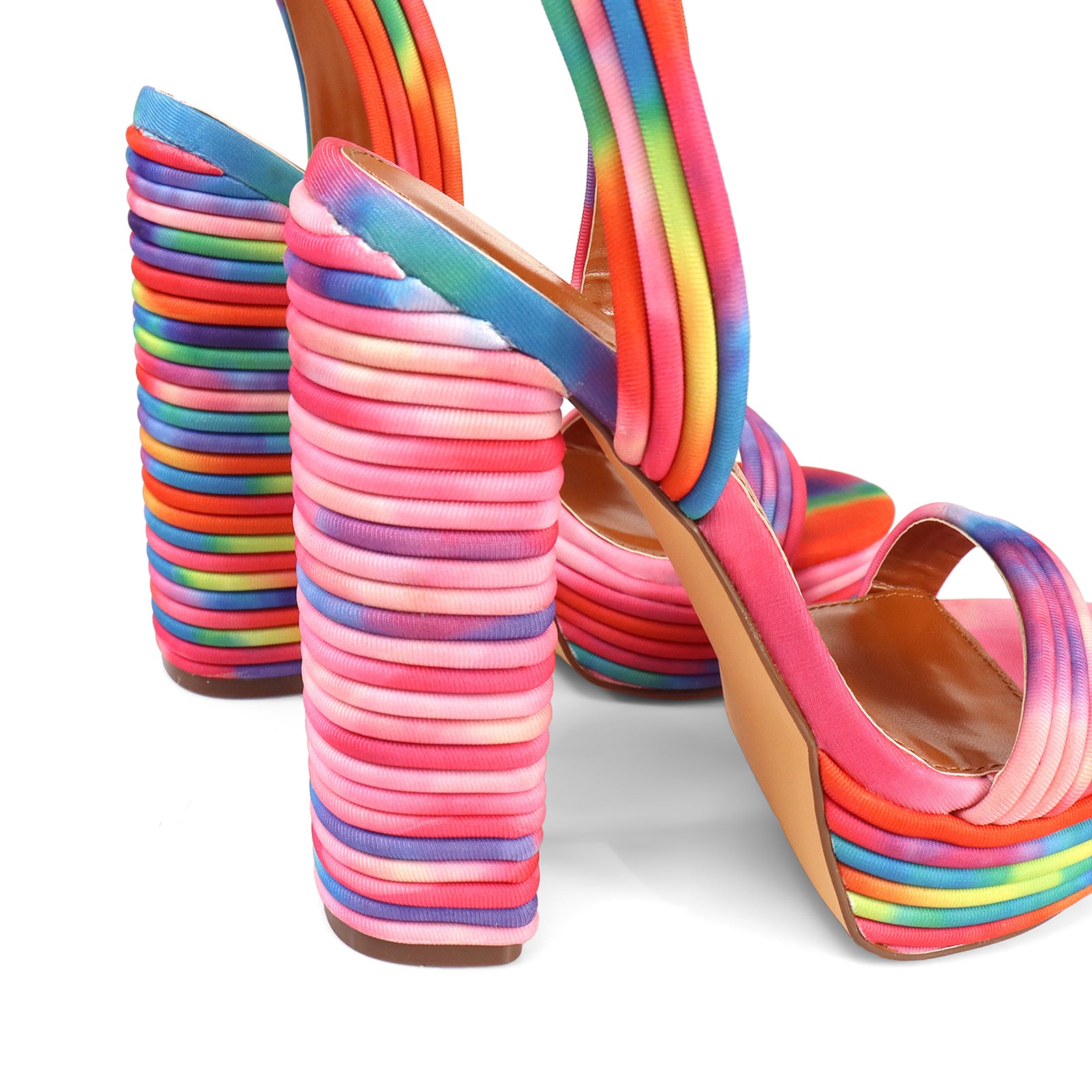 YUKO-100 ROUND TOE ANKLE STRAP BUCKLE W/ LAYERE RAINBOW