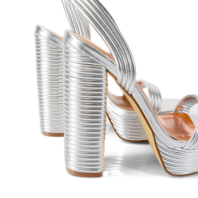 YUKO-100 ROUND TOE ANKLE STRAP BUCKLE W/ LAYERE SILVER