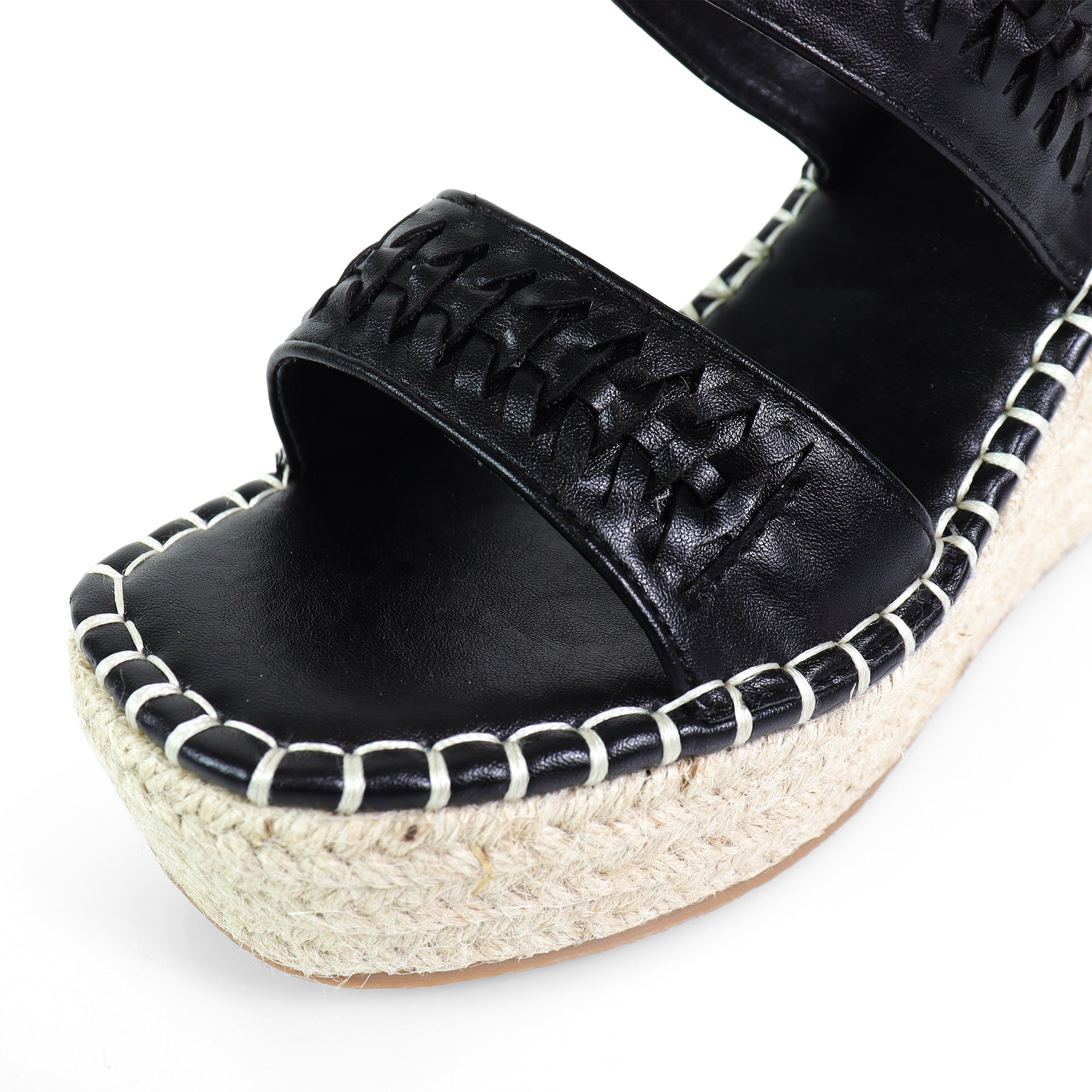 YUZU-1 DUO WOVEN ESPADRILLE FLATS BLACK