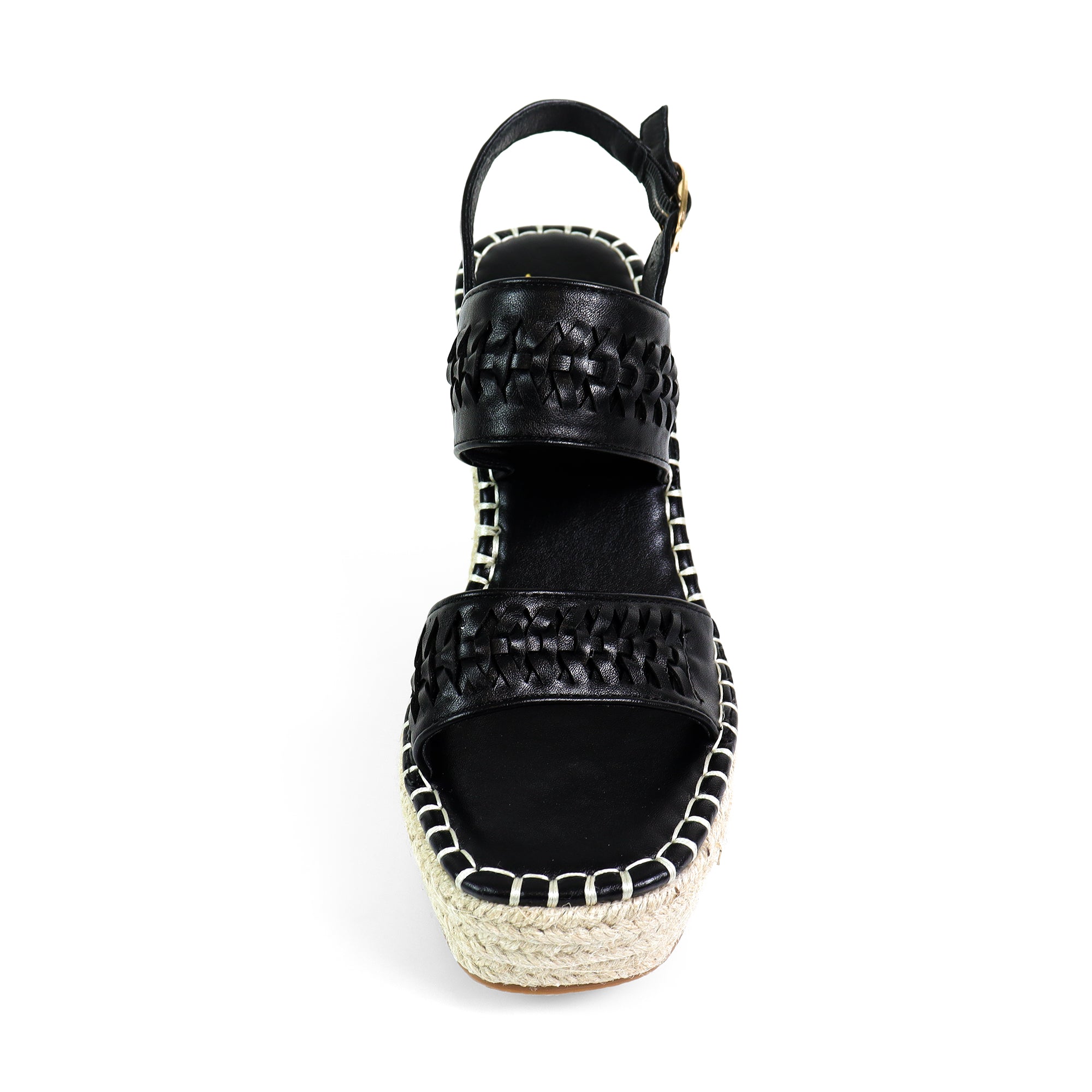 YUZU-1 DUO WOVEN ESPADRILLE FLATS BLACK