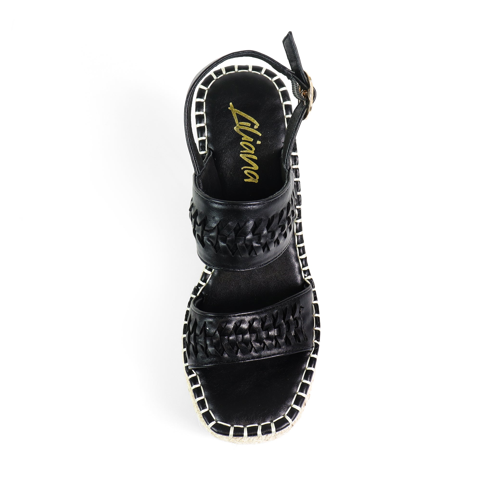 YUZU-1 DUO WOVEN ESPADRILLE FLATS BLACK