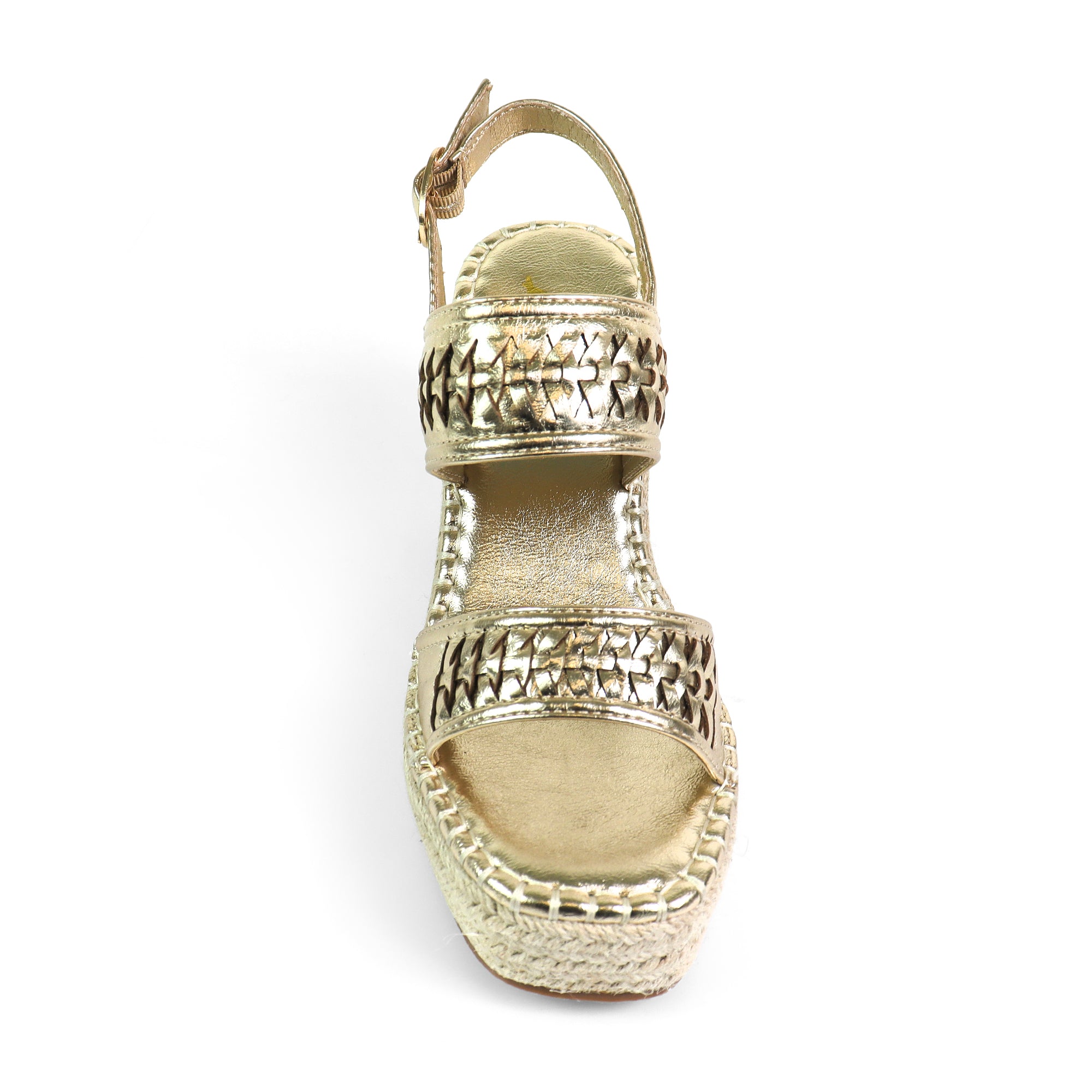 YUZU-1 DUO WOVEN ESPADRILLE FLATS GOLD