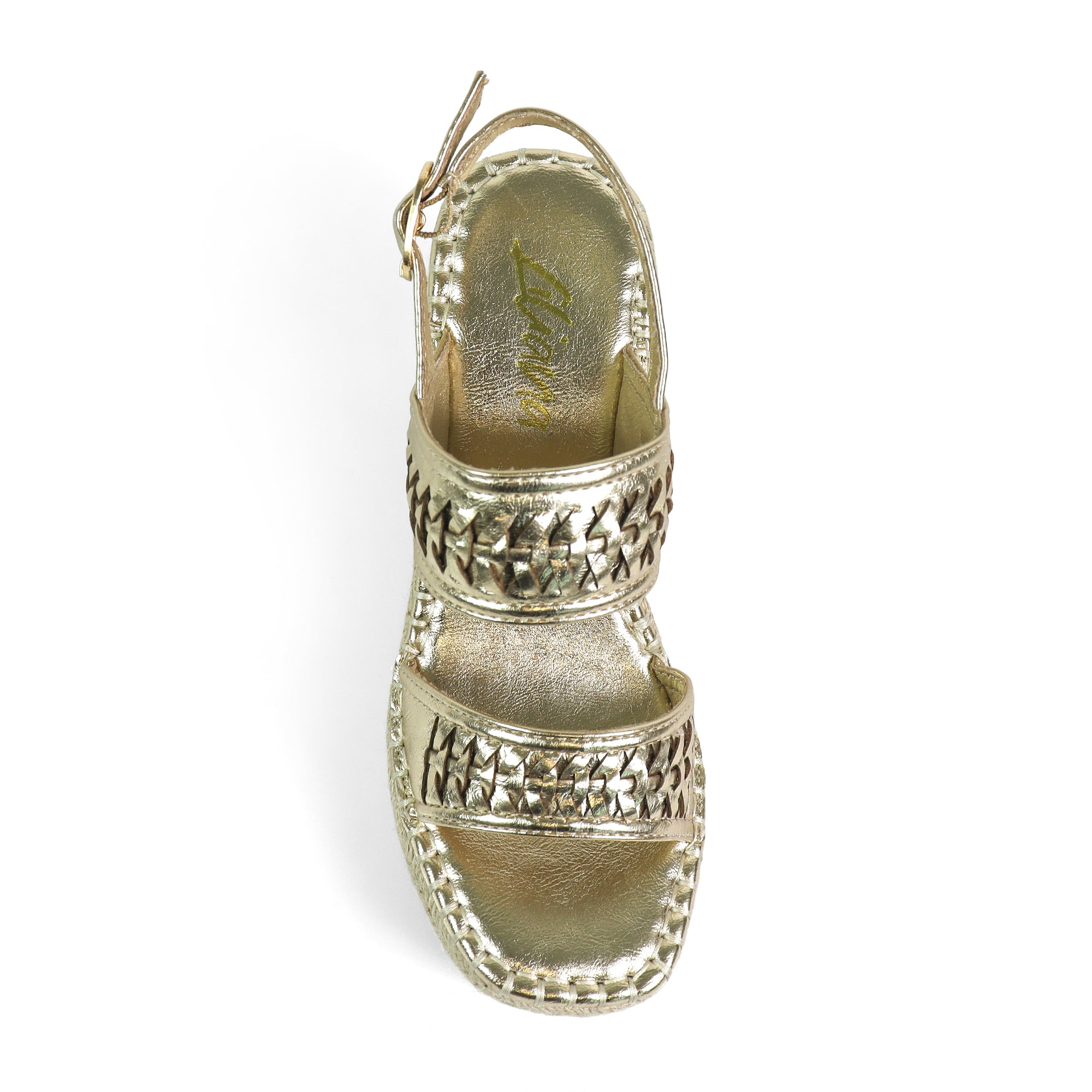 YUZU-1 DUO WOVEN ESPADRILLE FLATS GOLD