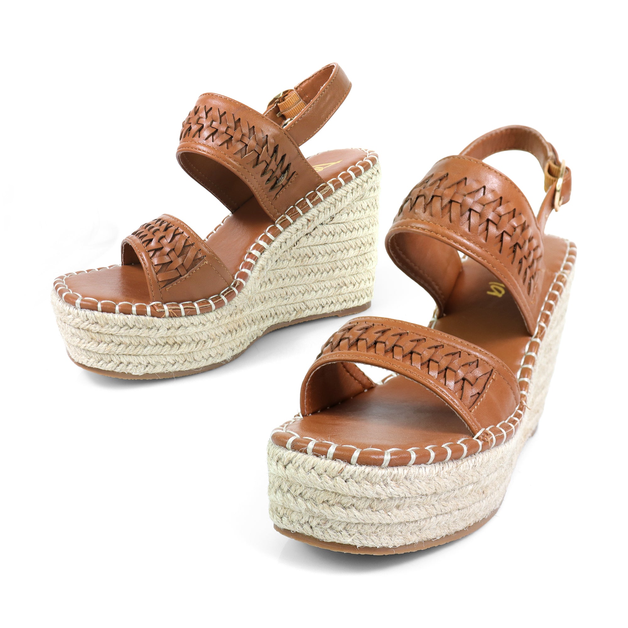 YUZU-1 DUO WOVEN ESPADRILLE FLATS TAN