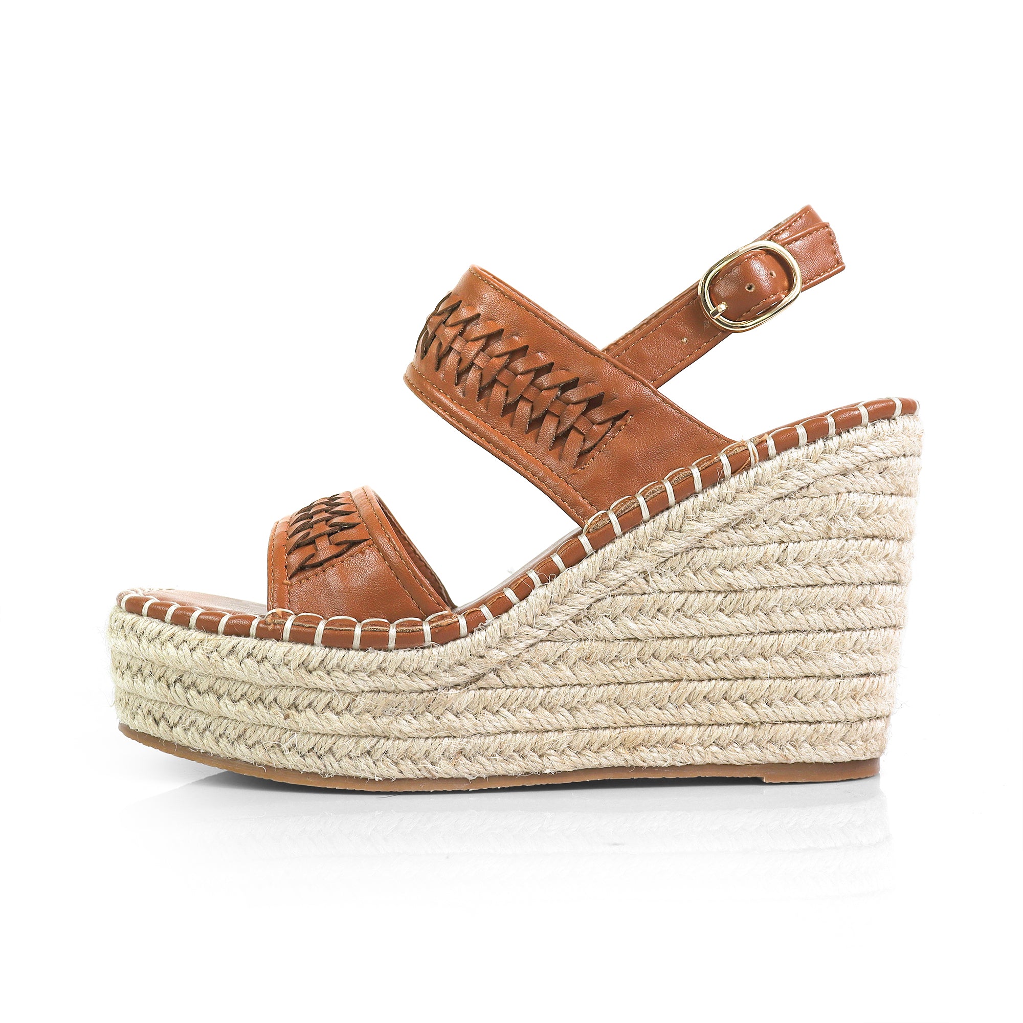 YUZU-1 DUO WOVEN ESPADRILLE FLATS TAN