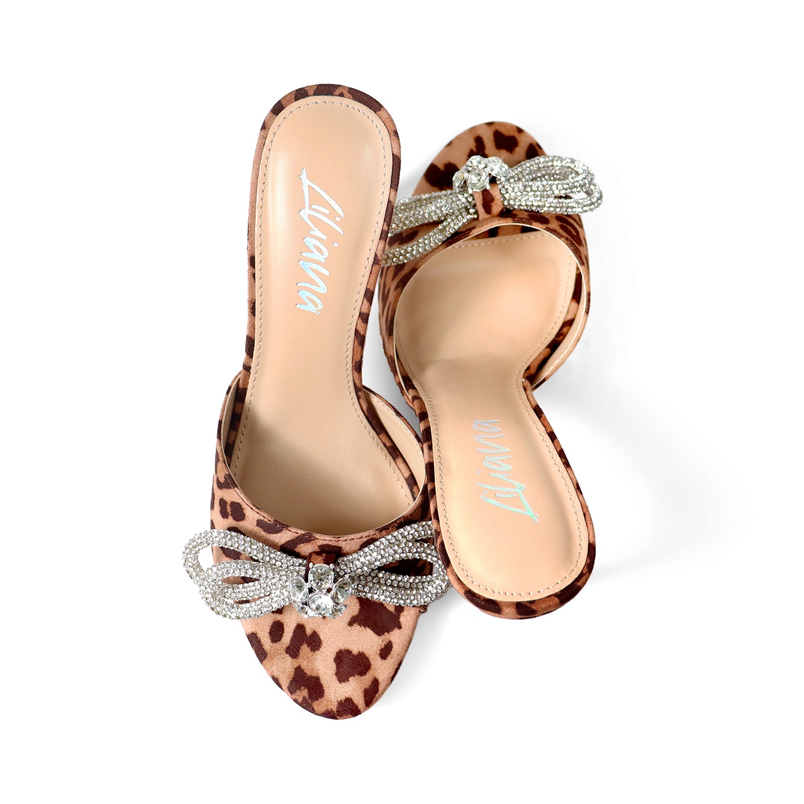 ZAHA-4 OPEN TOE RHINESTONE KNOT W/ HIGH HEEL LEOPARD
