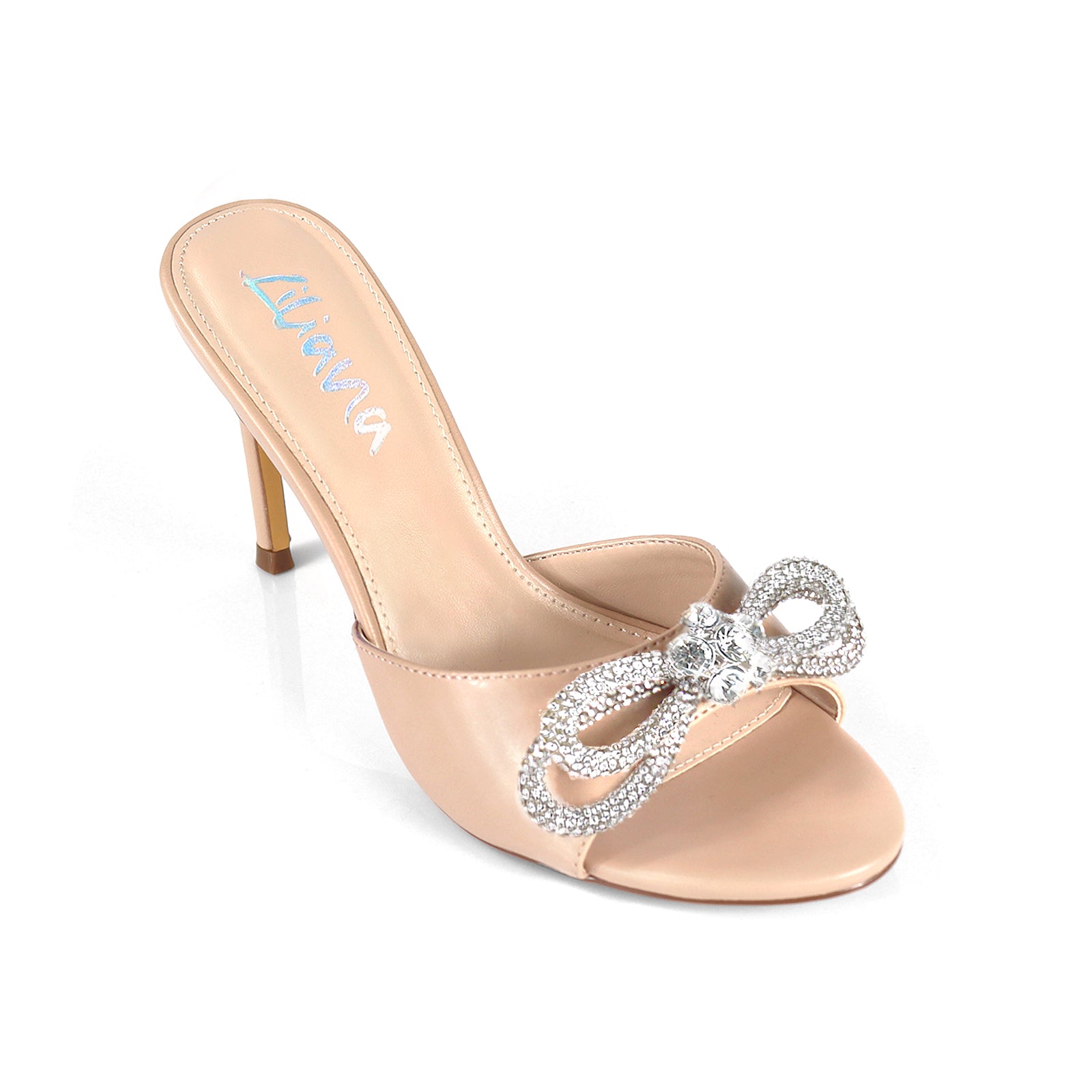 ZAHA-4 OPEN TOE RHINESTONE KNOT W/ HIGH HEEL NUDE