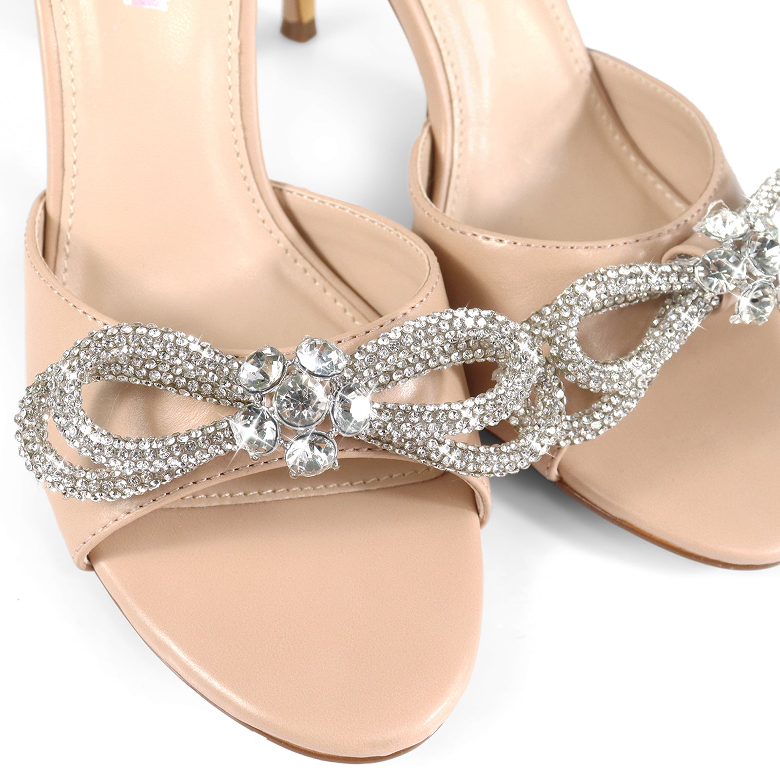 ZAHA-4 OPEN TOE RHINESTONE KNOT W/ HIGH HEEL NUDE