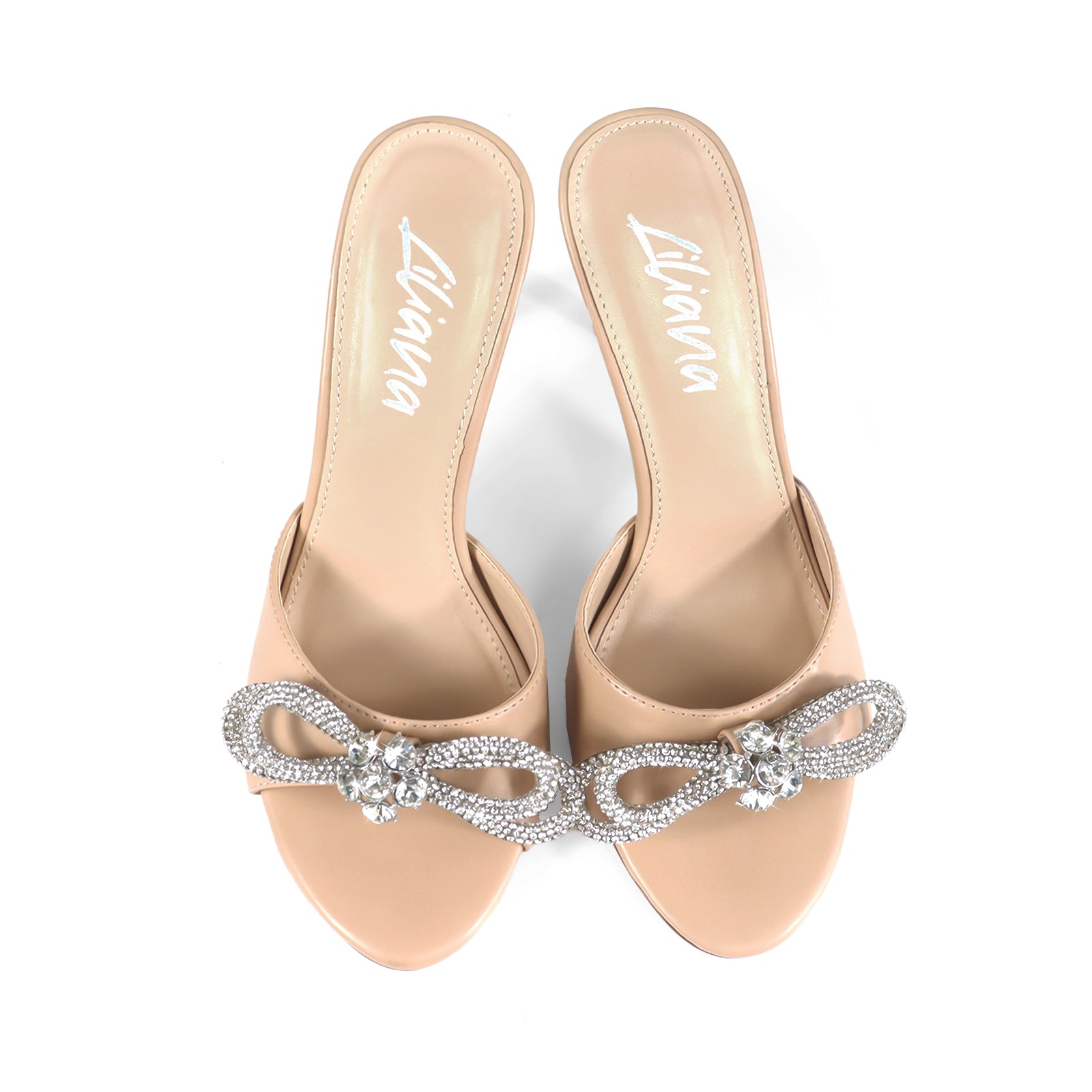 ZAHA-4 OPEN TOE RHINESTONE KNOT W/ HIGH HEEL NUDE