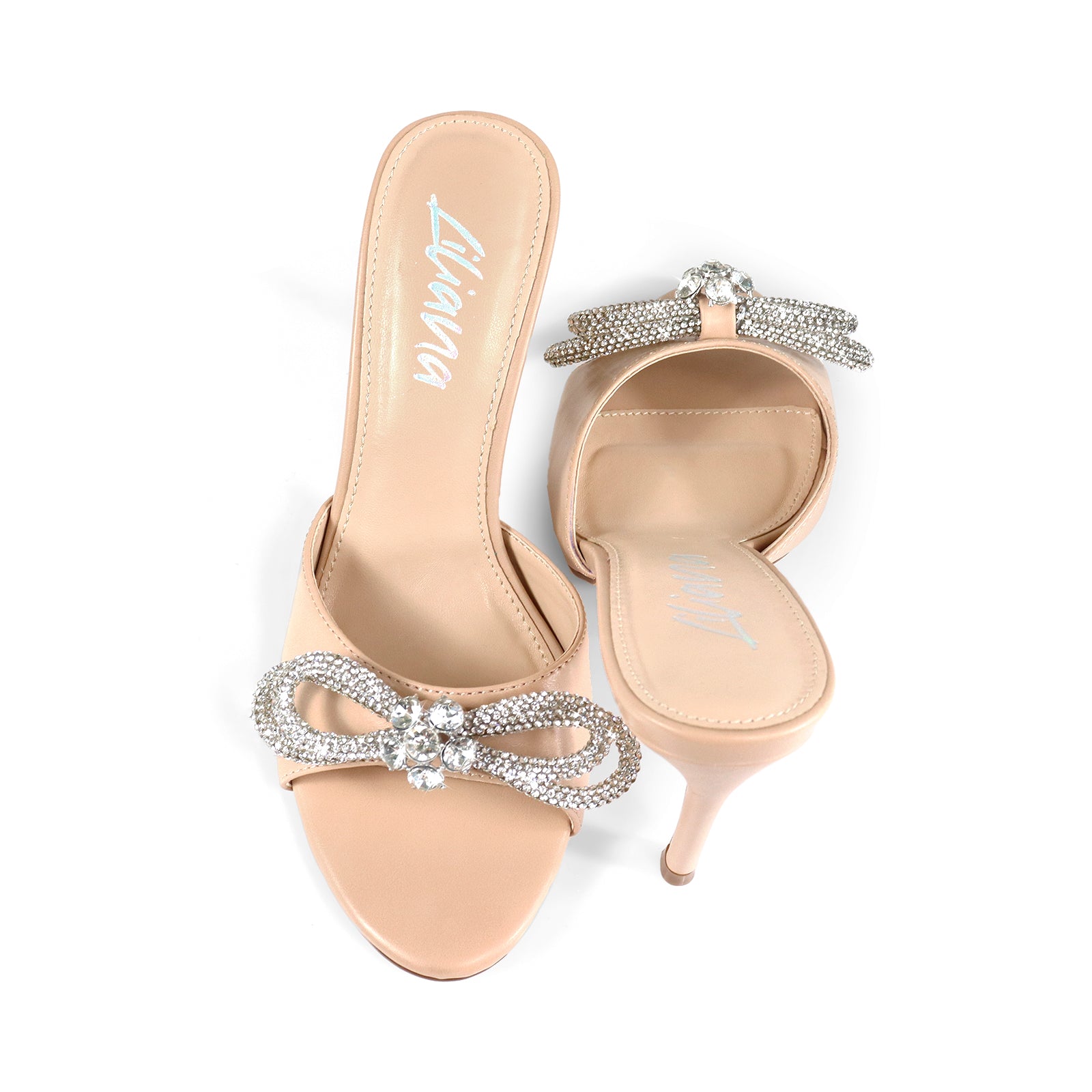 ZAHA-4 OPEN TOE RHINESTONE KNOT W/ HIGH HEEL NUDE