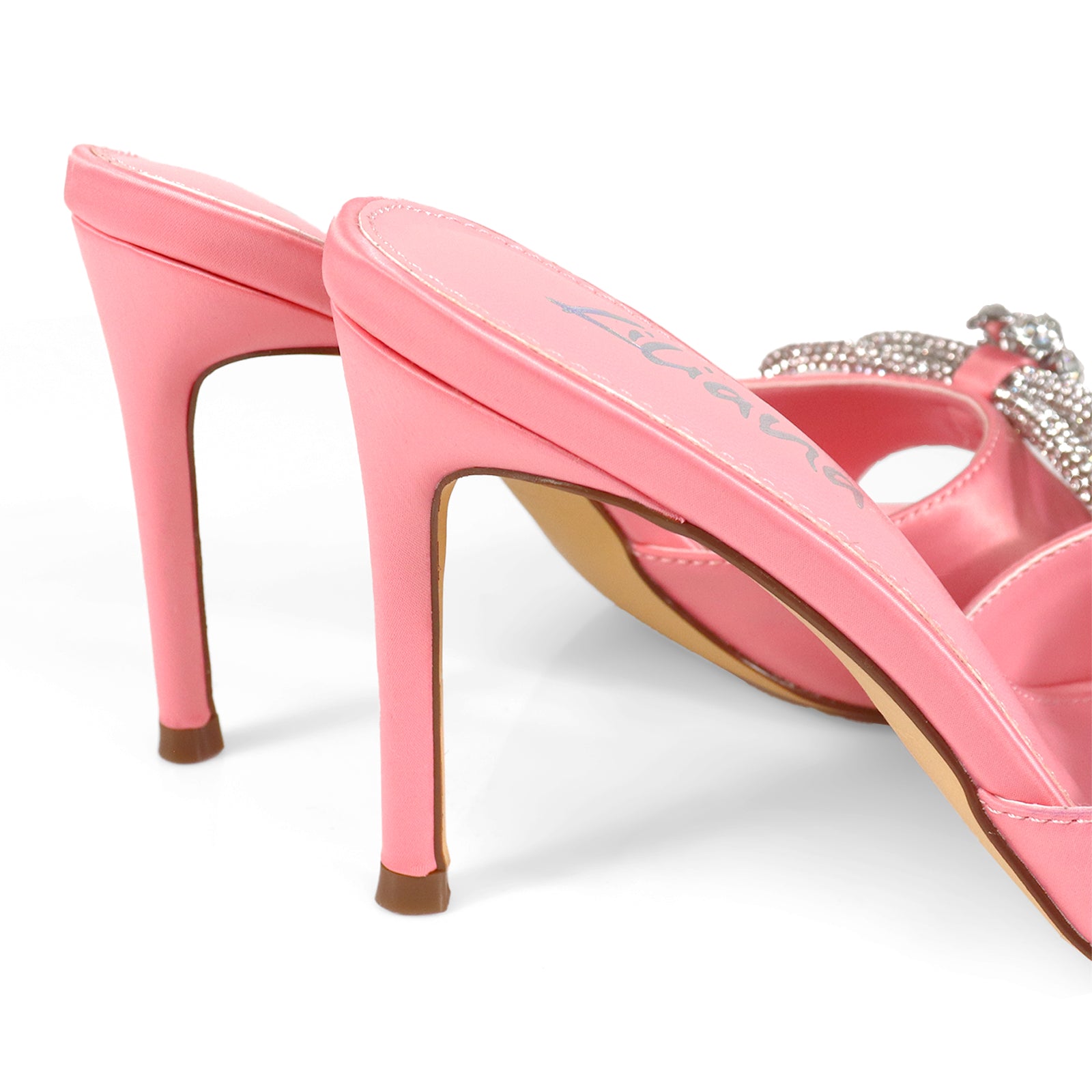 ZAHA-4 OPEN TOE RHINESTONE KNOT W/ HIGH HEEL PINK