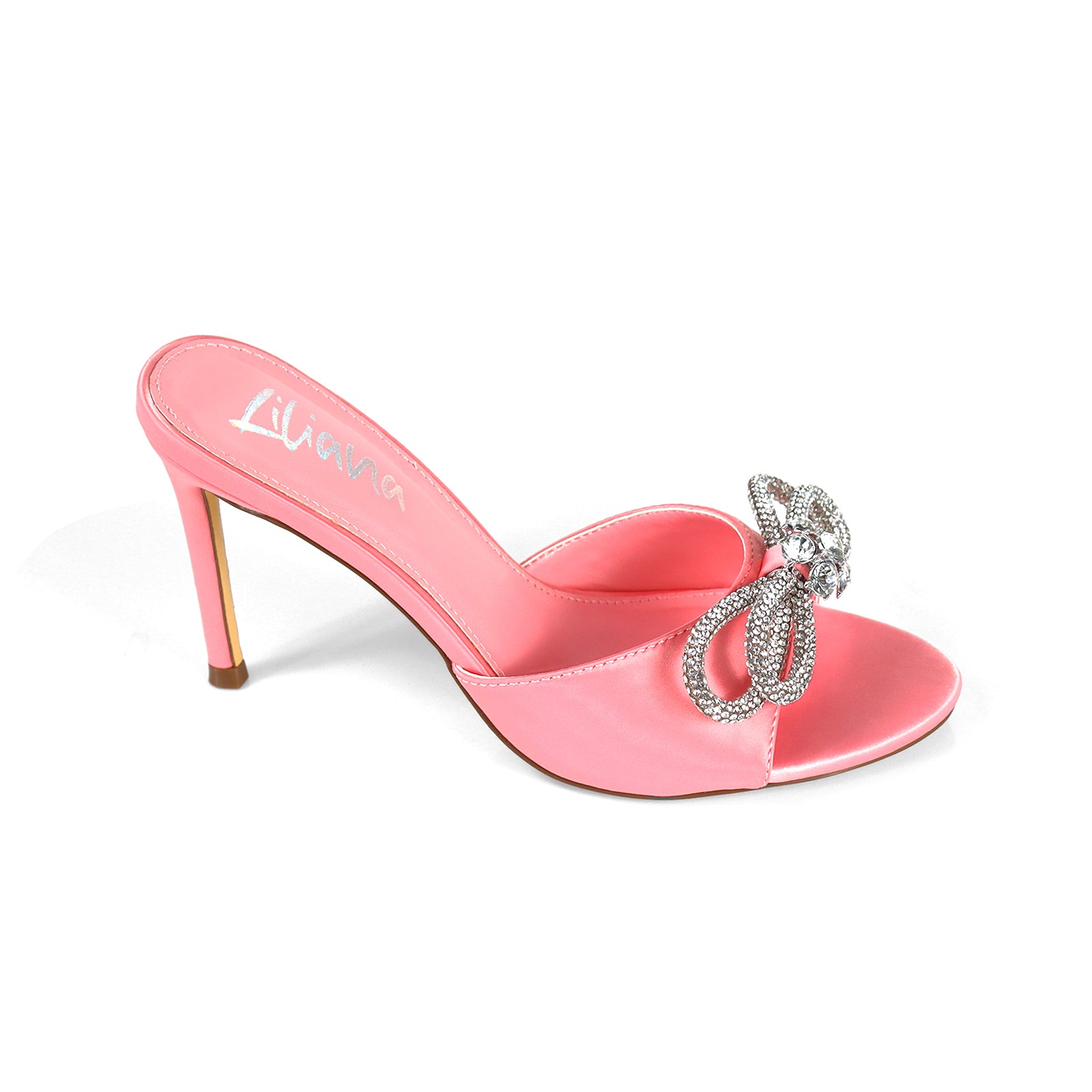 ZAHA-4 OPEN TOE RHINESTONE KNOT W/ HIGH HEEL PINK