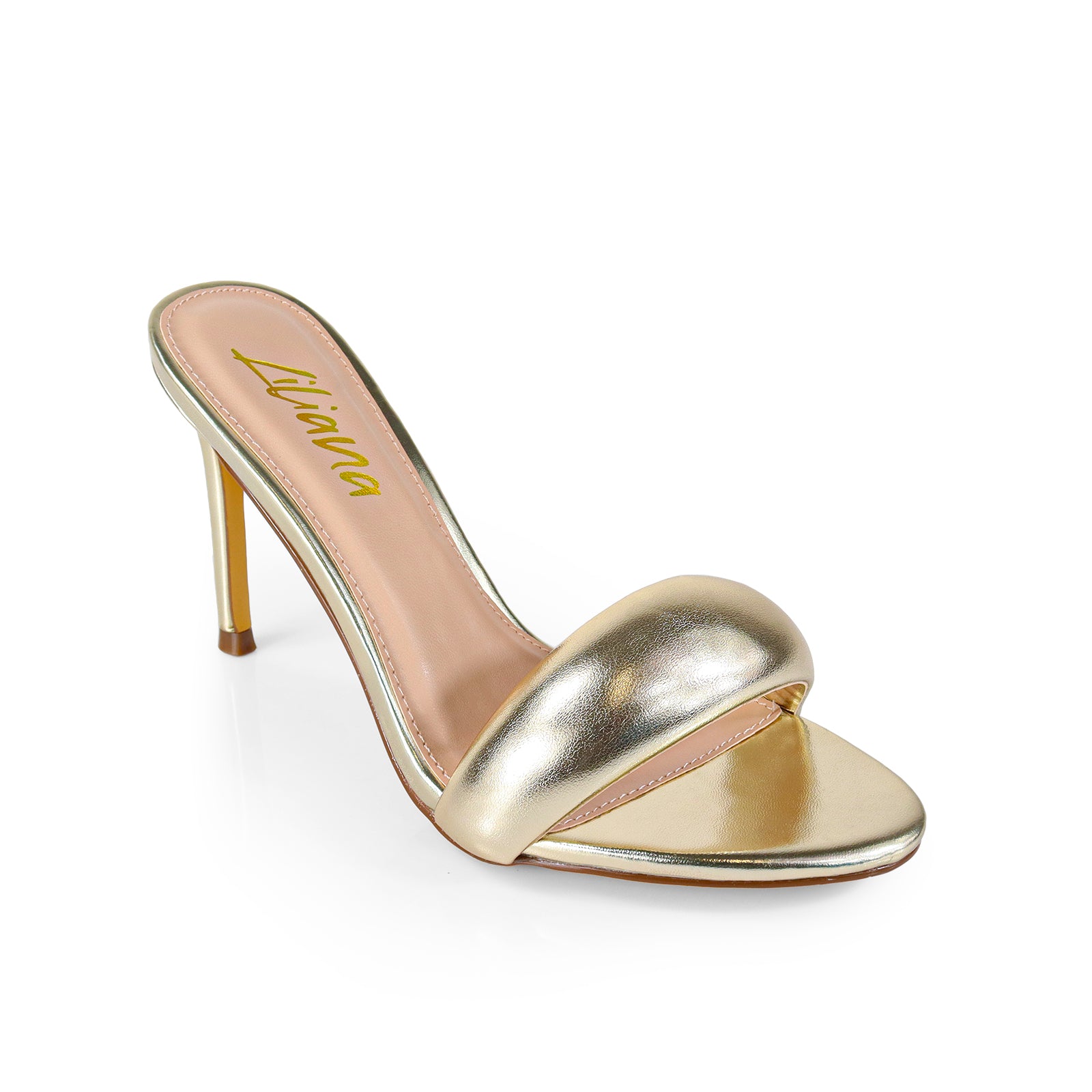 ZAHA-7 OPEN TOE PUFFY CUFF  W/ HIGH HEEL GOLD