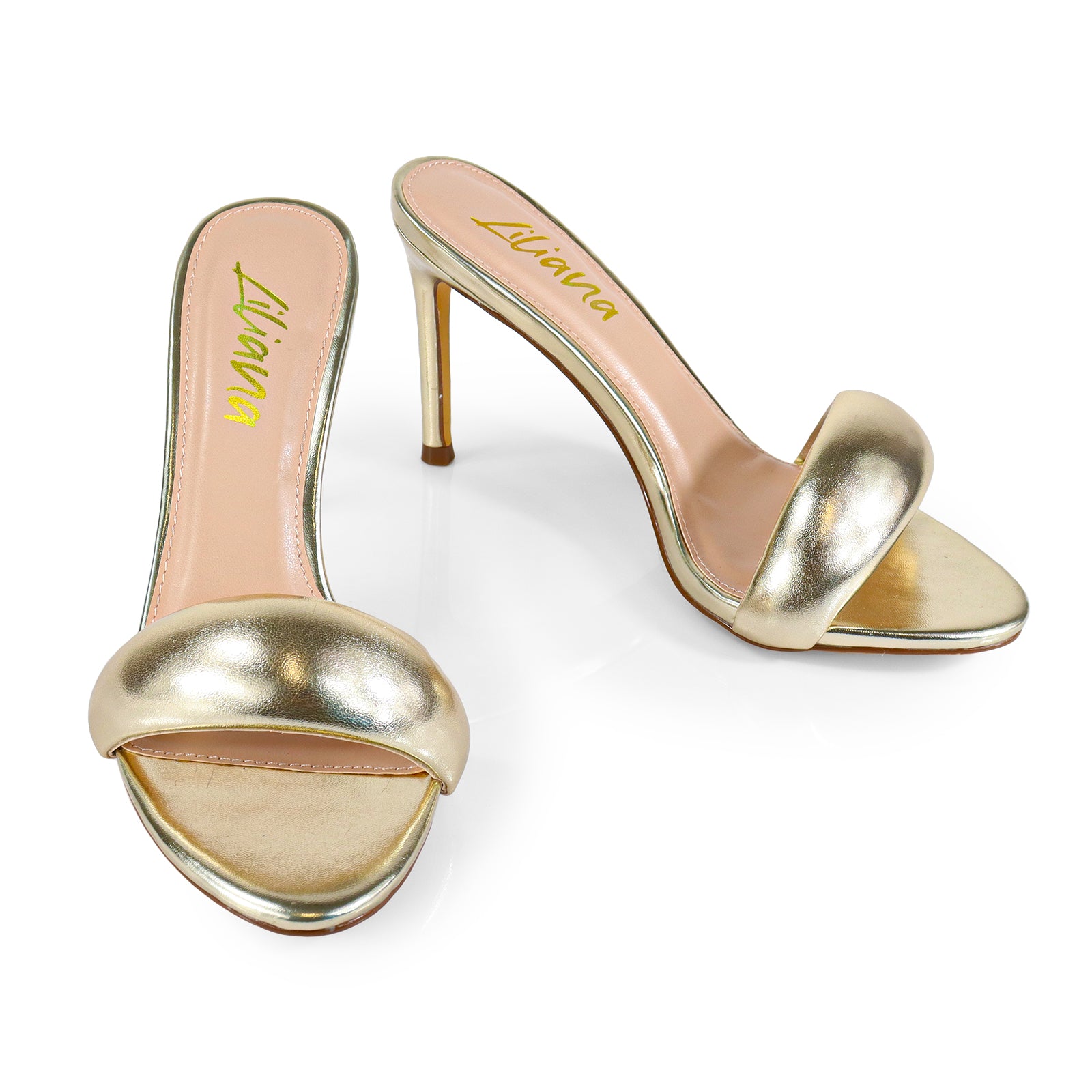 ZAHA-7 OPEN TOE PUFFY CUFF  W/ HIGH HEEL GOLD