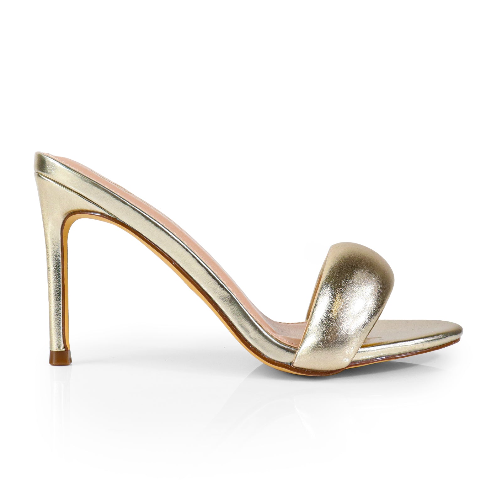 ZAHA-7 OPEN TOE PUFFY CUFF  W/ HIGH HEEL GOLD