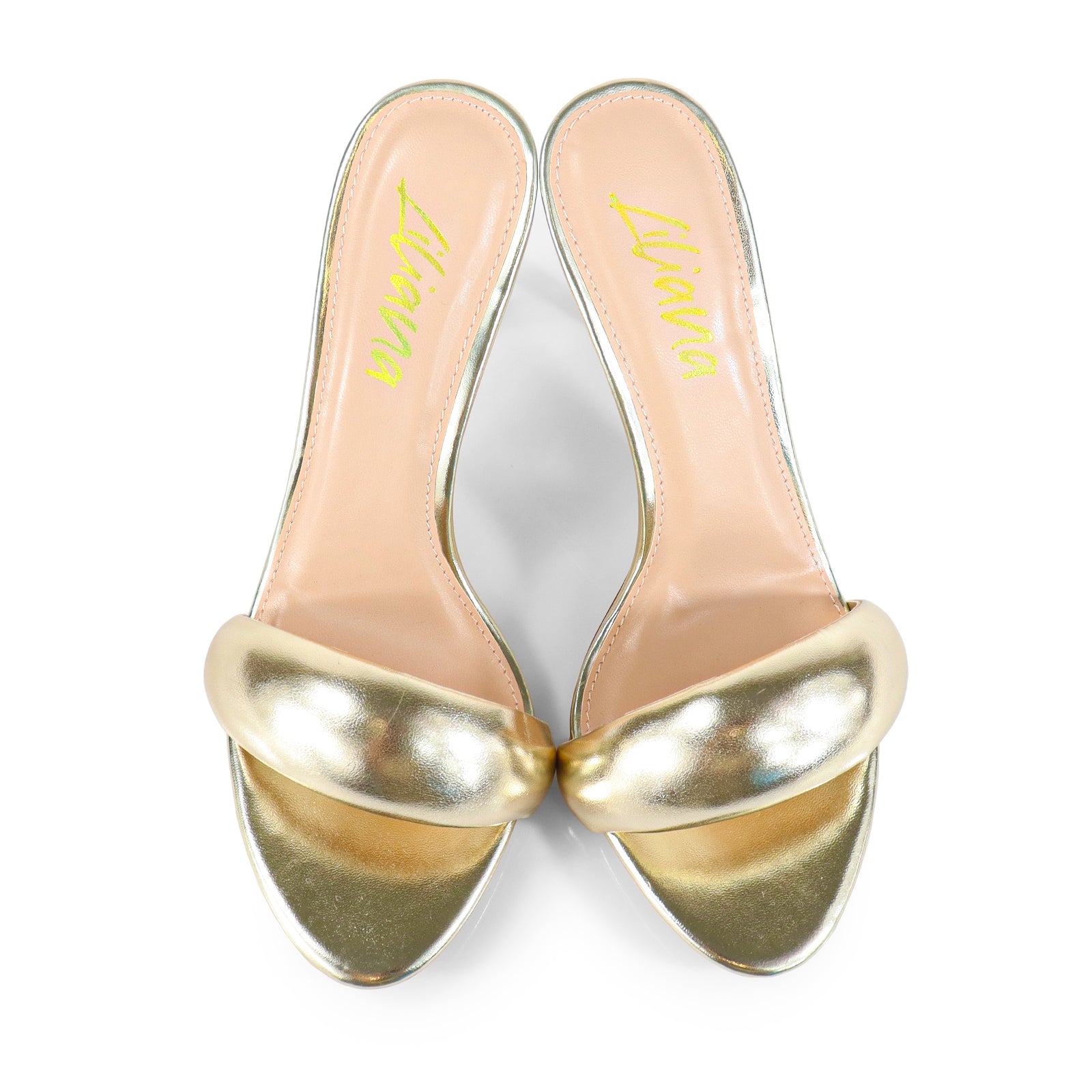 ZAHA-7 OPEN TOE PUFFY CUFF  W/ HIGH HEEL GOLD