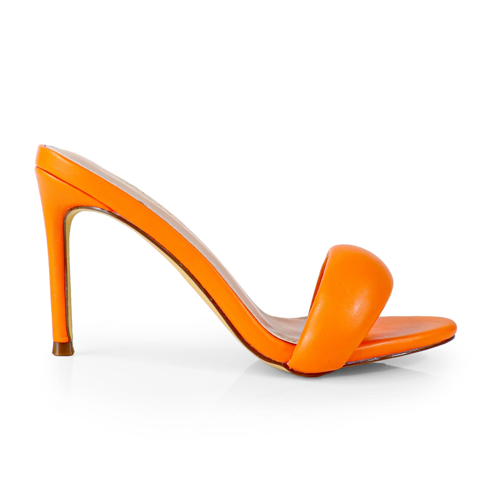 ZAHA-7 OPEN TOE PUFFY CUFF  W/ HIGH HEEL ORANGE