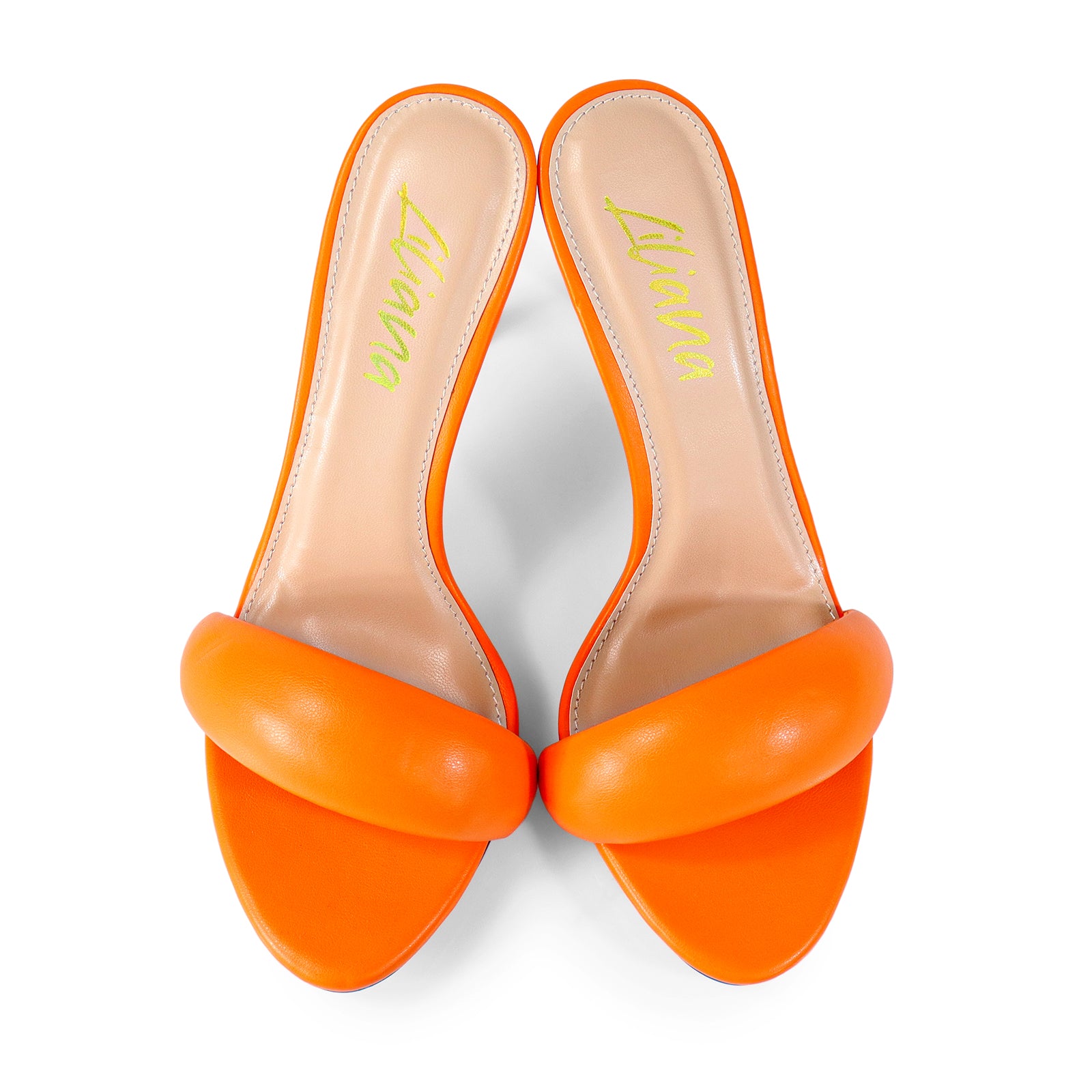 ZAHA-7 OPEN TOE PUFFY CUFF  W/ HIGH HEEL ORANGE