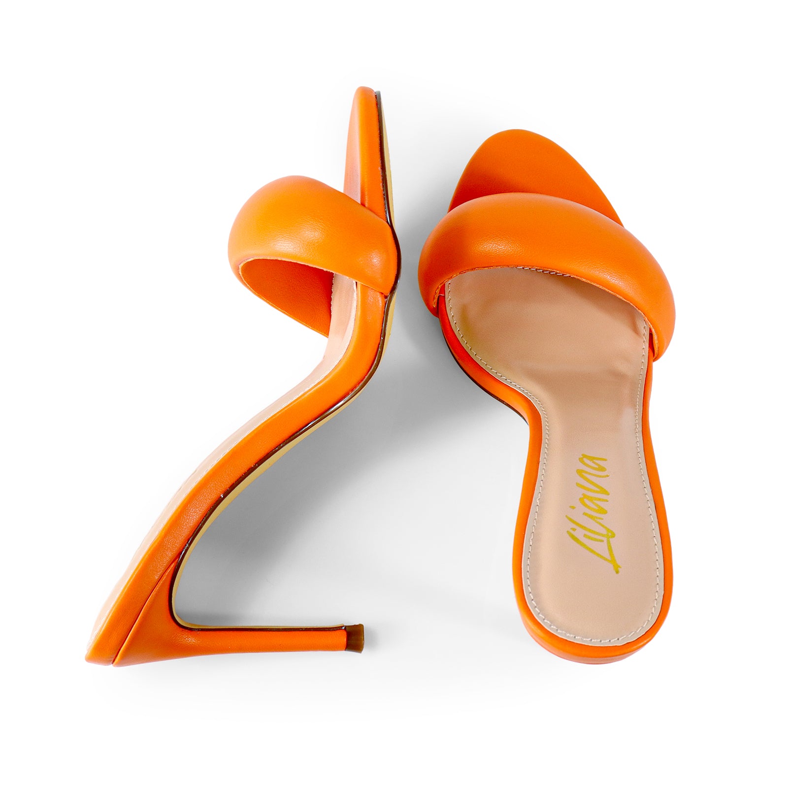 ZAHA-7 OPEN TOE PUFFY CUFF  W/ HIGH HEEL ORANGE