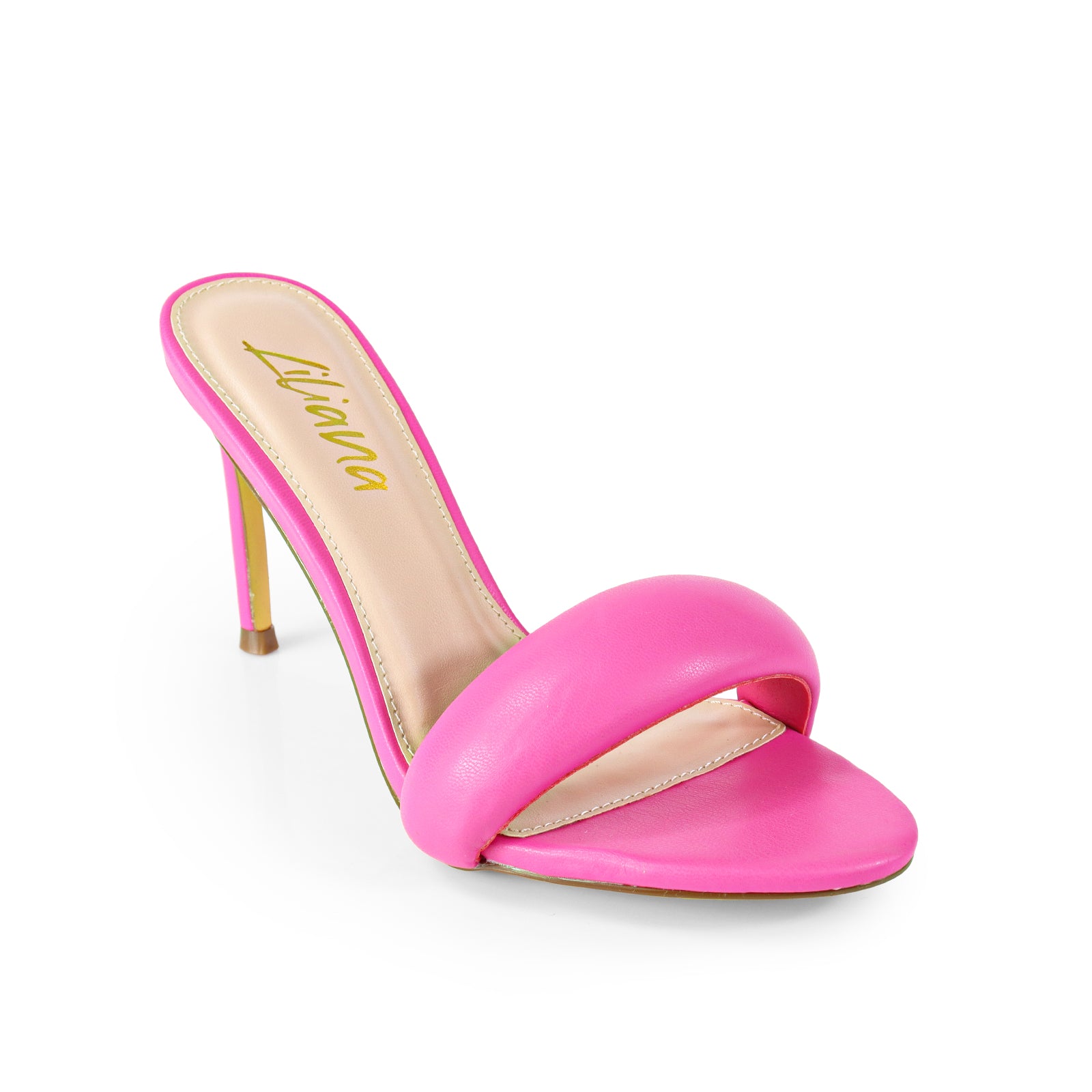 ZAHA-7 OPEN TOE PUFFY CUFF  W/ HIGH HEEL PINK